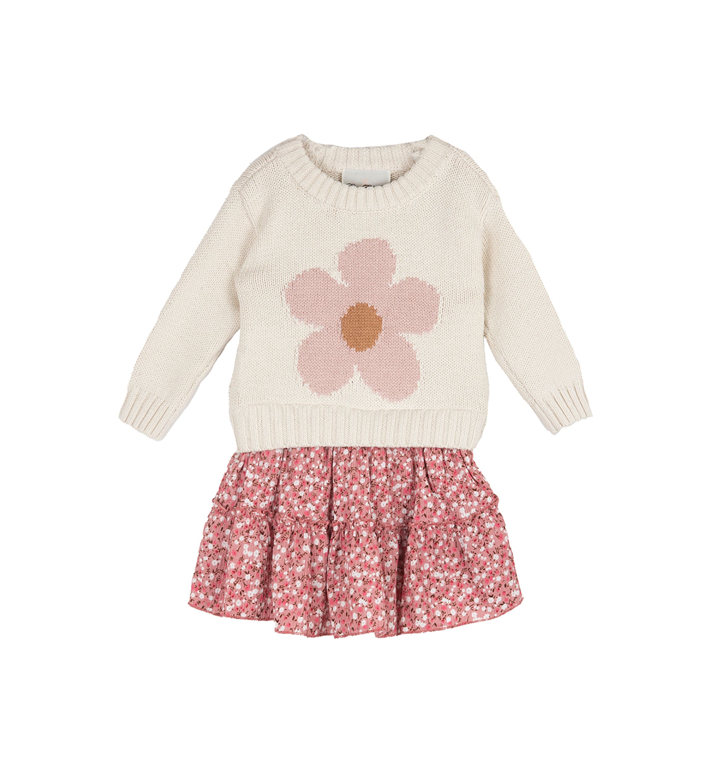 Toddler Girls Sweater Knit Tulle Dress