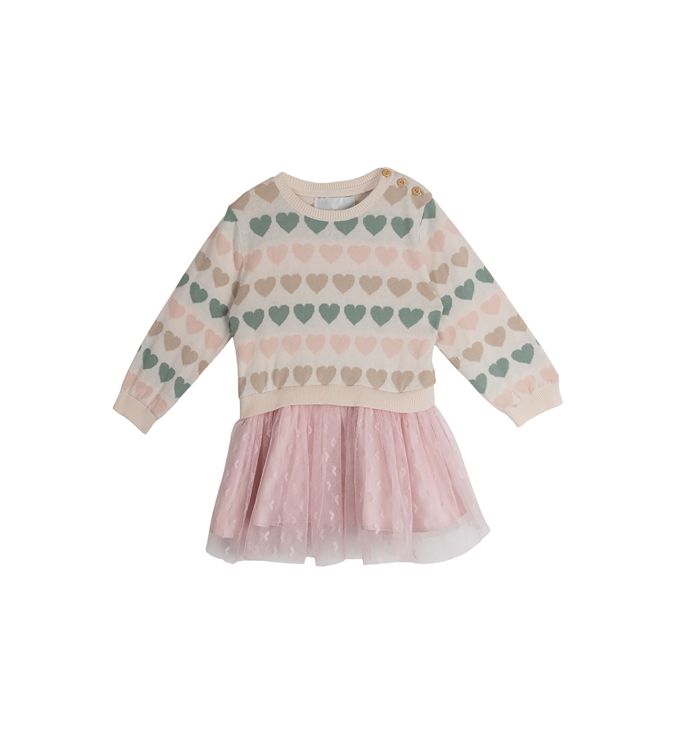 Toddler Girls Printed Sweater Knit Tulle Dress