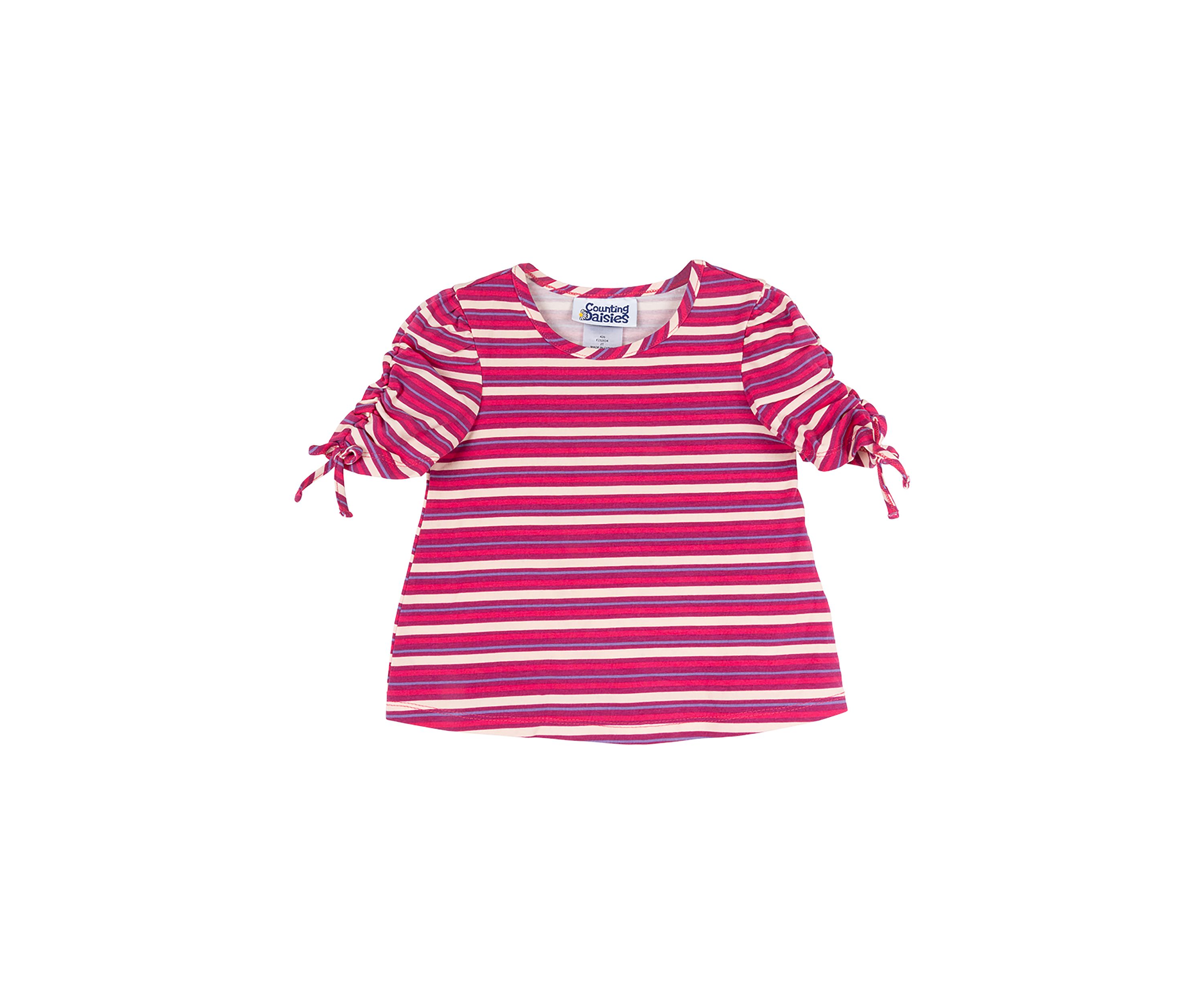 Toddler Girls Striped Ruched Sleeve Top