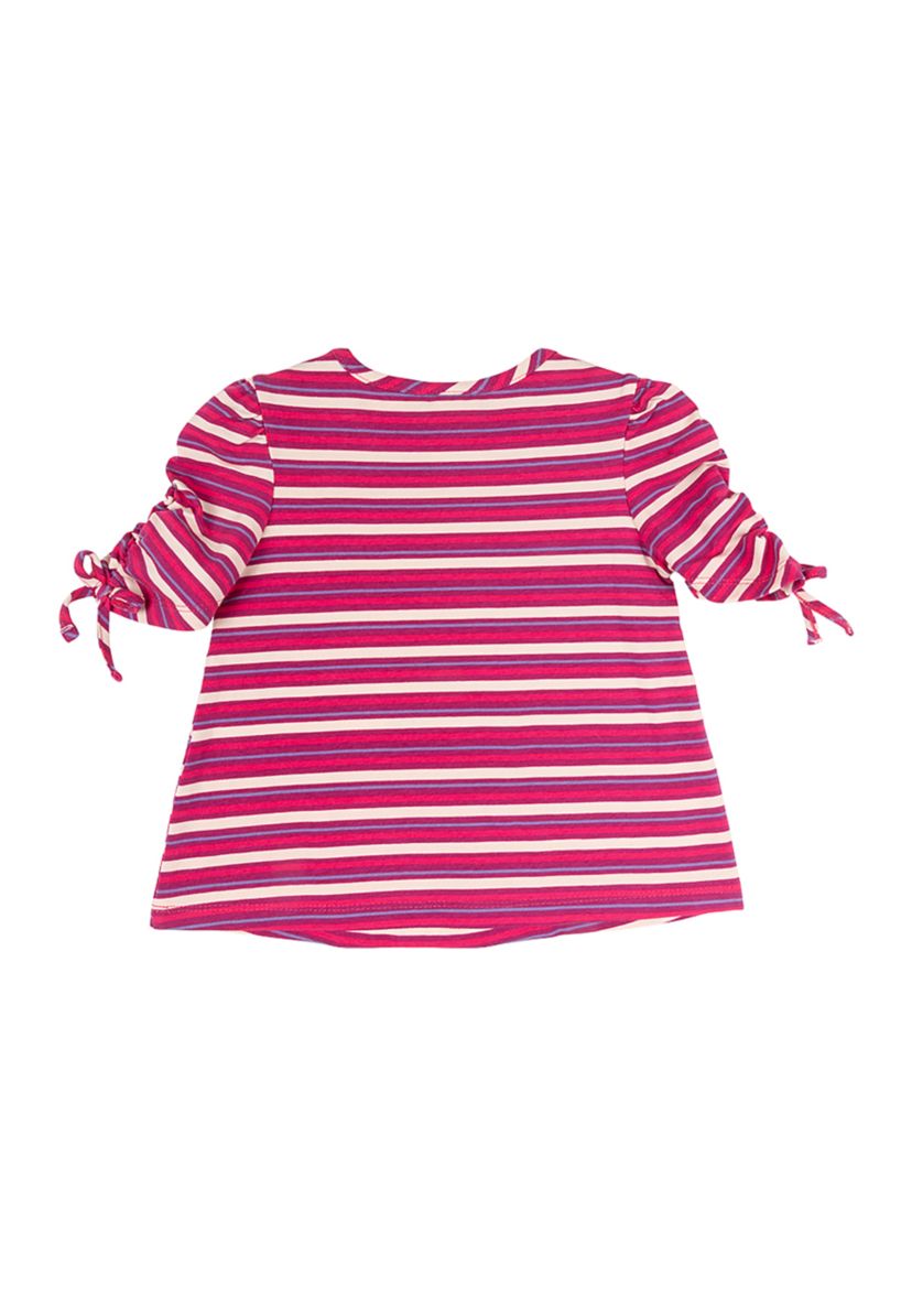 Toddler Girls Striped Ruched Sleeve Top