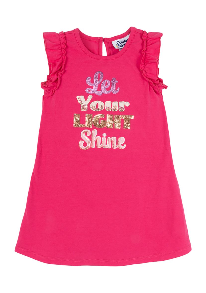 Toddler Girls Let Your Light Shine Sequin Graphic Dress