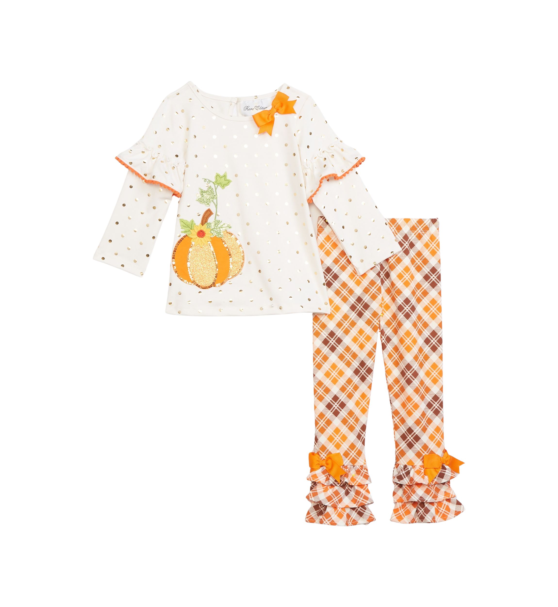 Toddler Girls Foil Dot Turkey Set