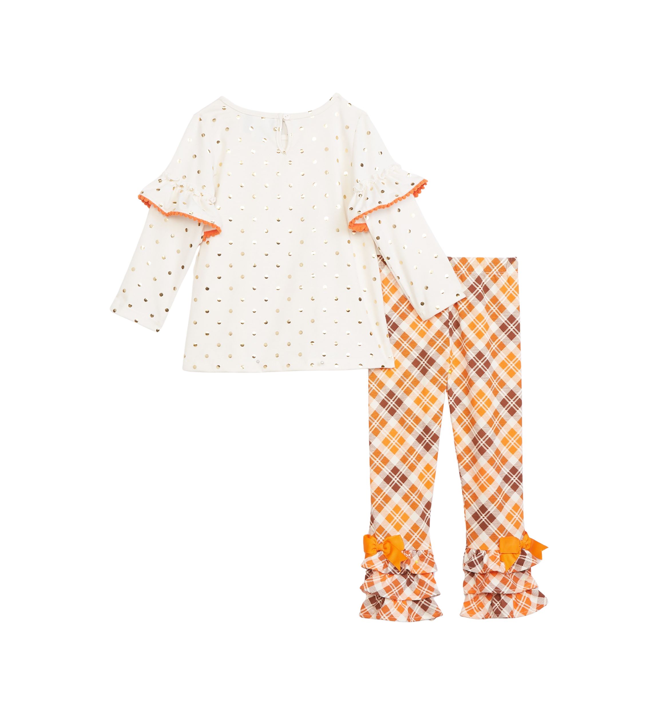 Toddler Girls Foil Dot Turkey Set