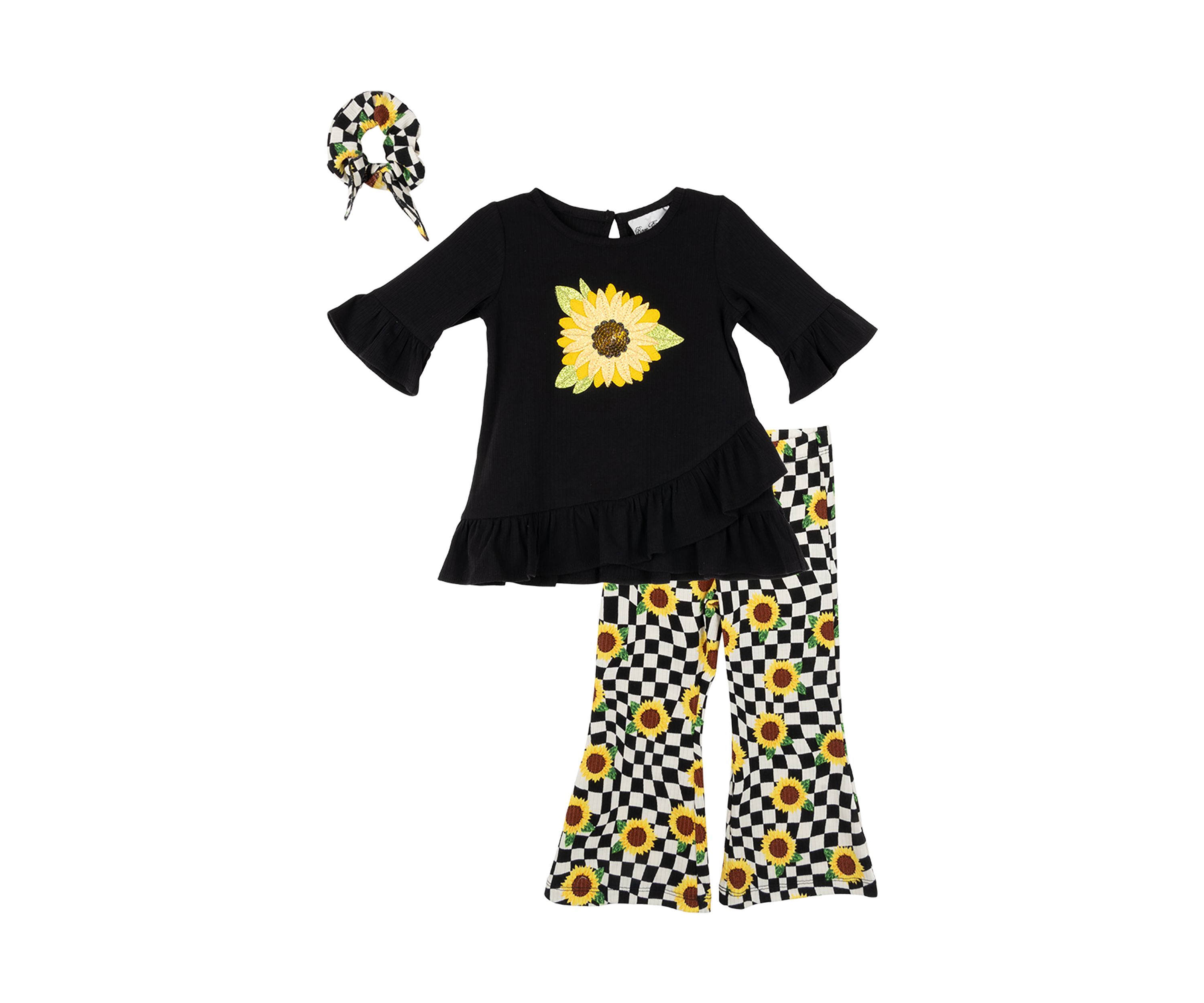 Toddler Girls Sunflower Appliqué Top and Printed Leggings Set