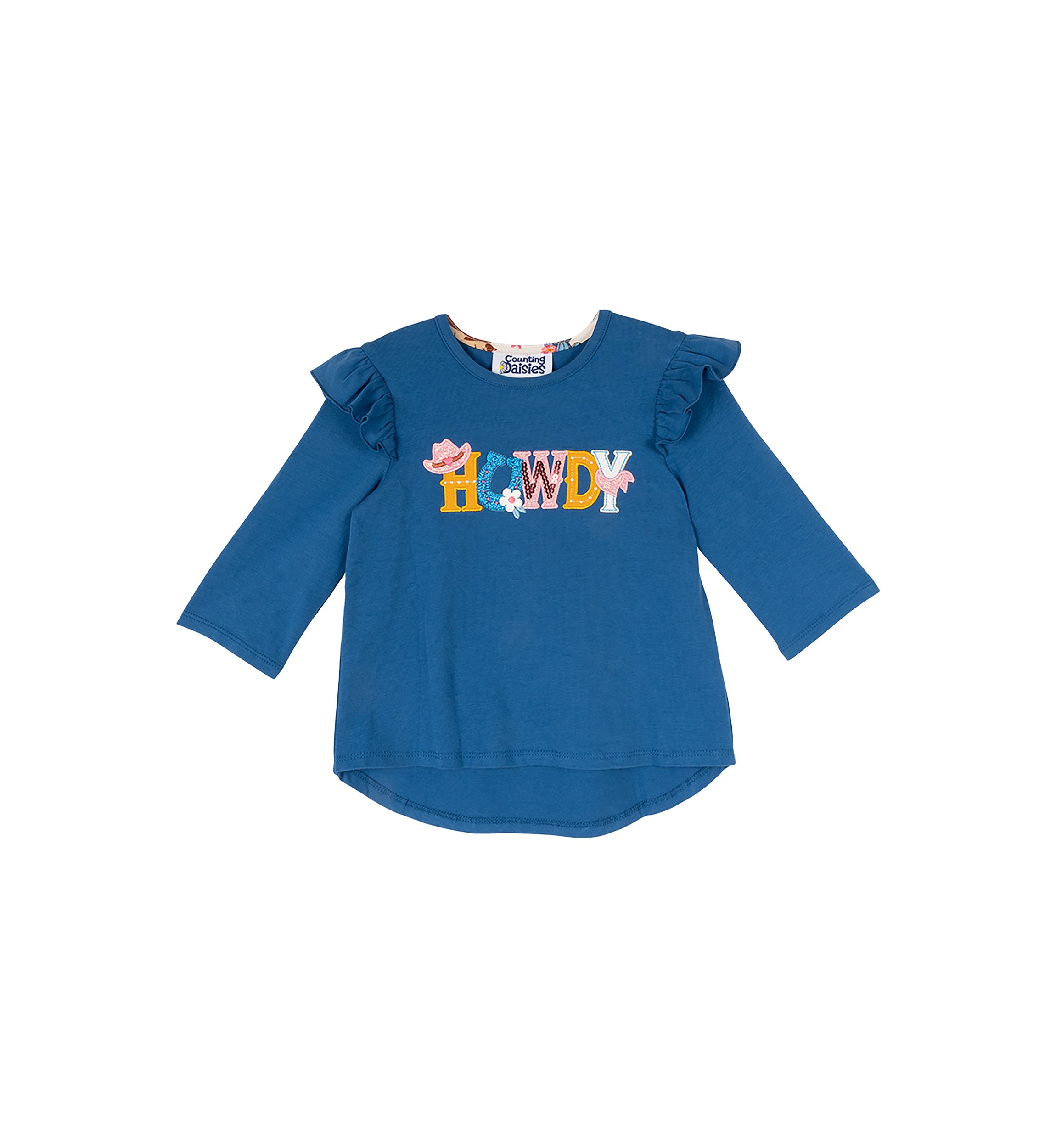 Toddler Girls Howdy Long Sleeve Graphic Top