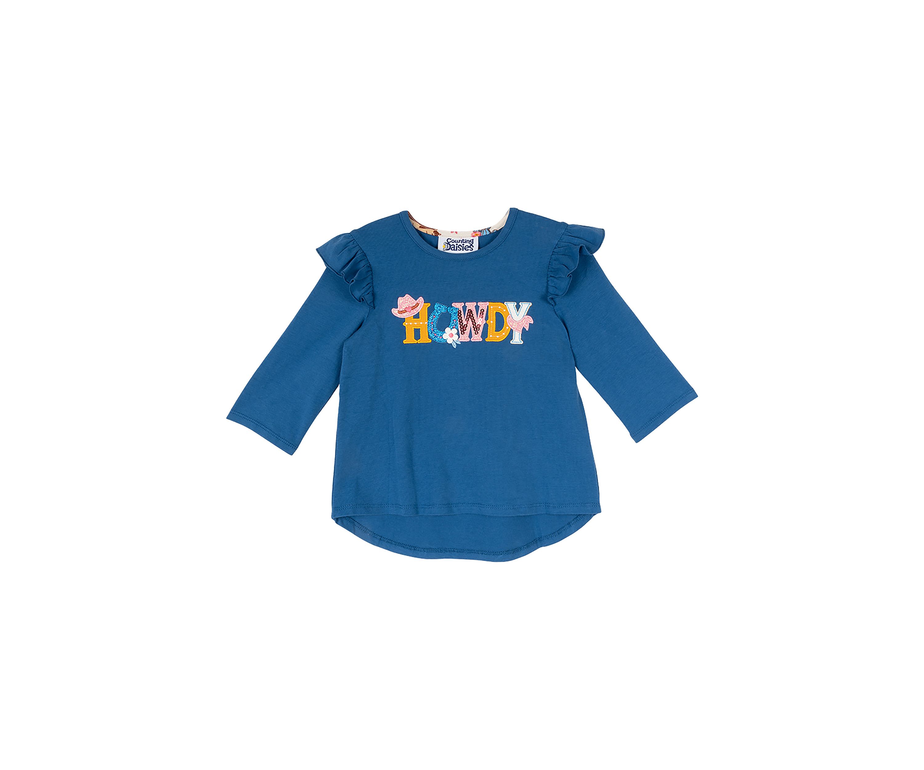 Toddler Girls Howdy Long Sleeve Graphic Top