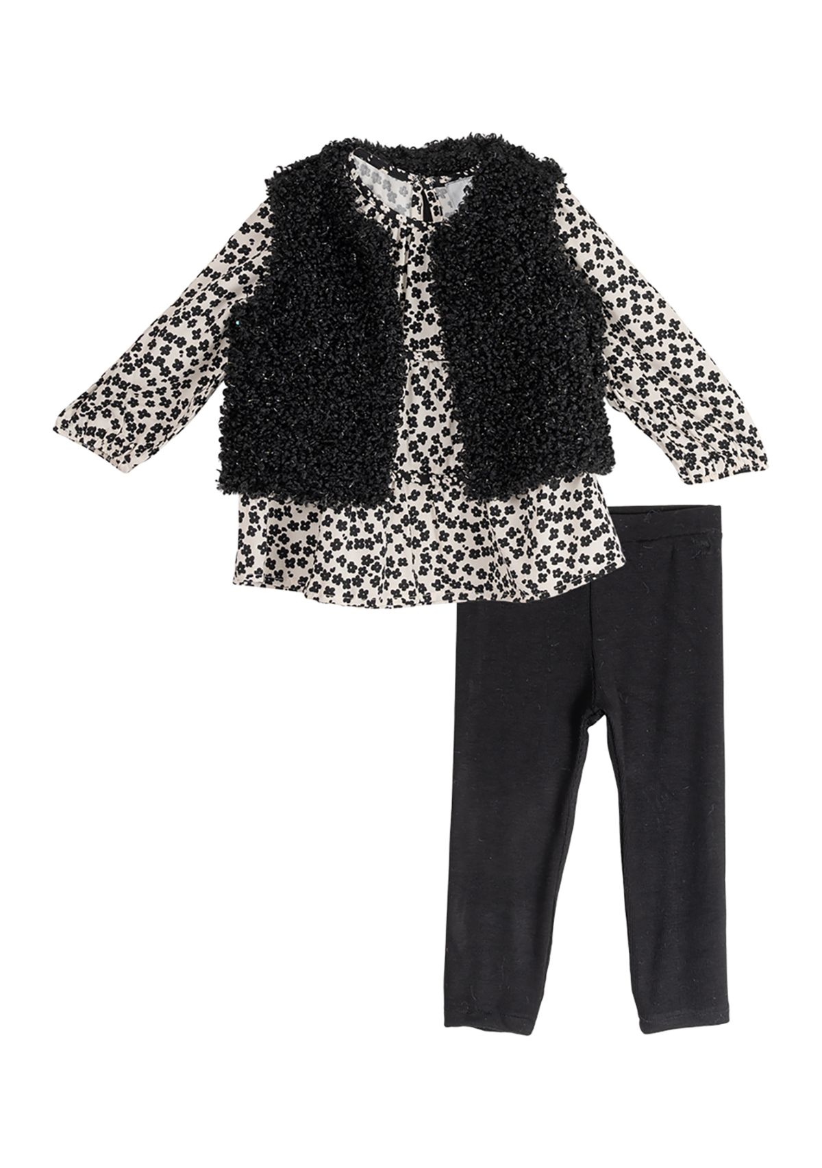 Toddler Girls 3 Piece Sherpa Vest Set