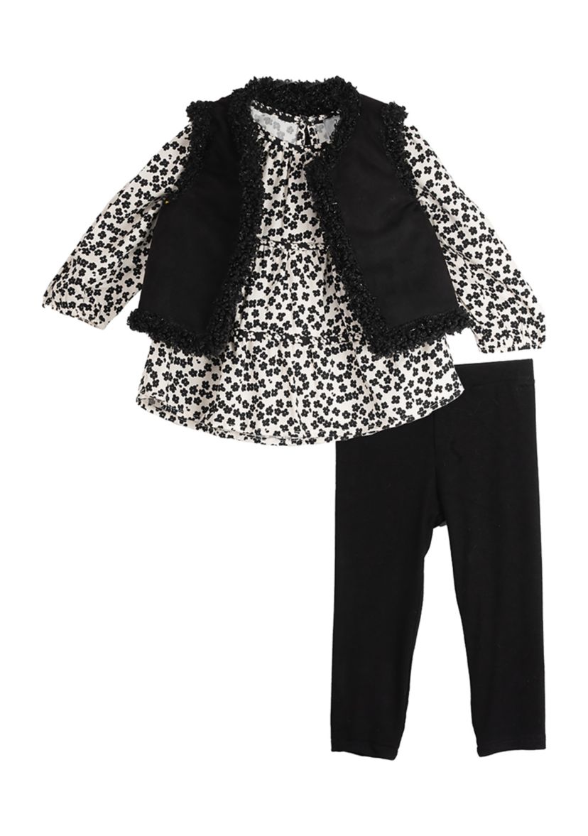 Toddler Girls 3 Piece Sherpa Vest Set