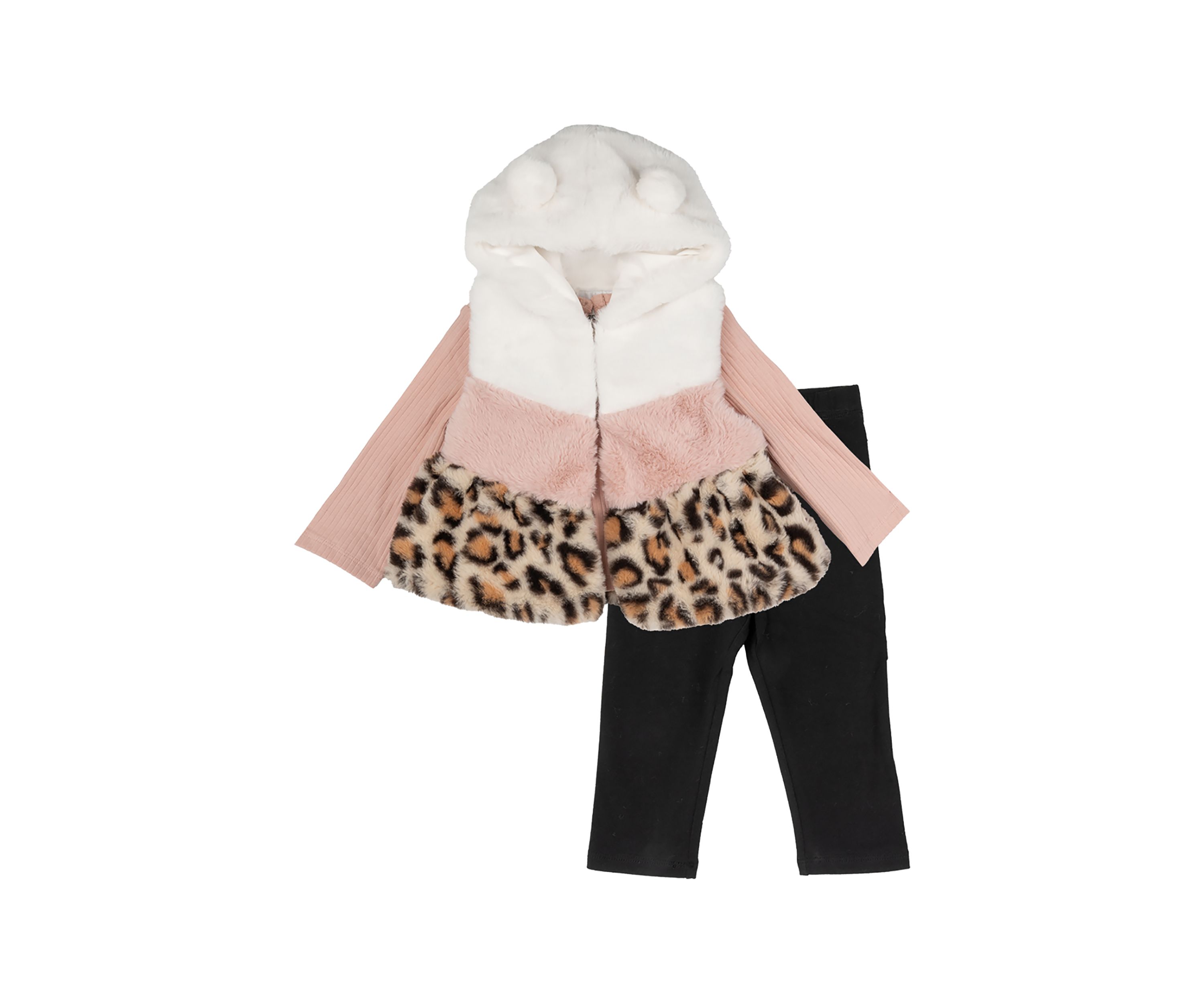 Toddler Girls 3 Piece Fur Vest Set