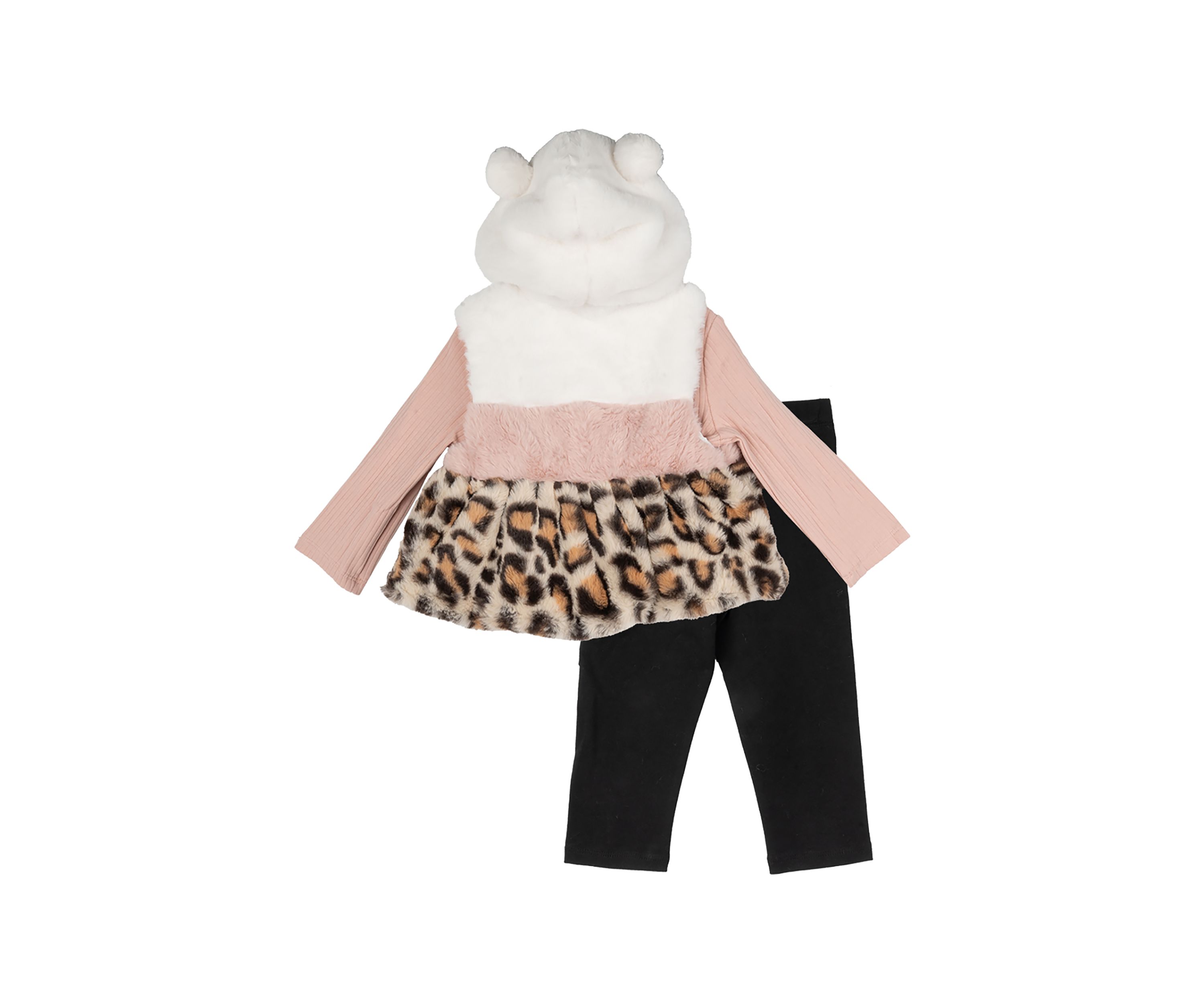 Toddler Girls 3 Piece Fur Vest Set