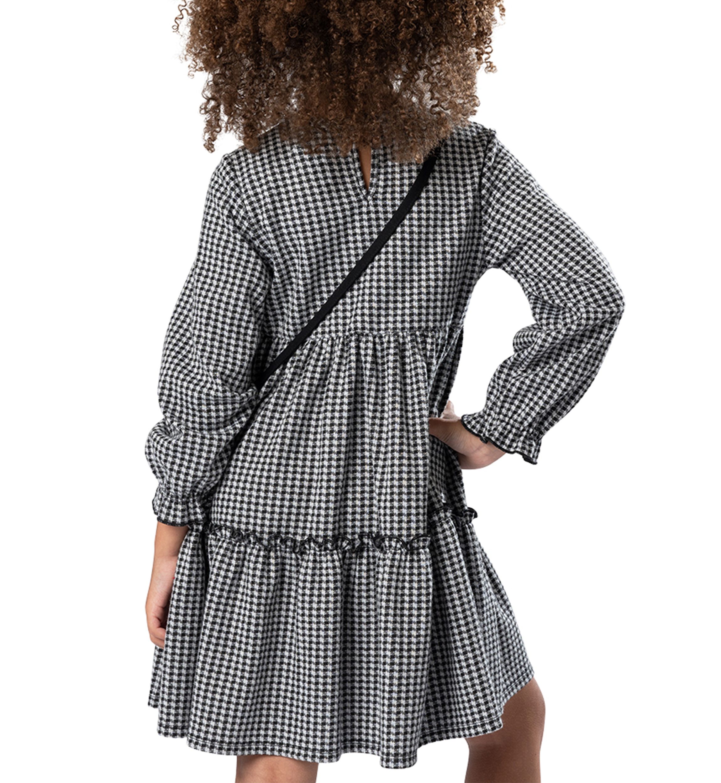 Toddler Girls Check Printed Dress with Bag
