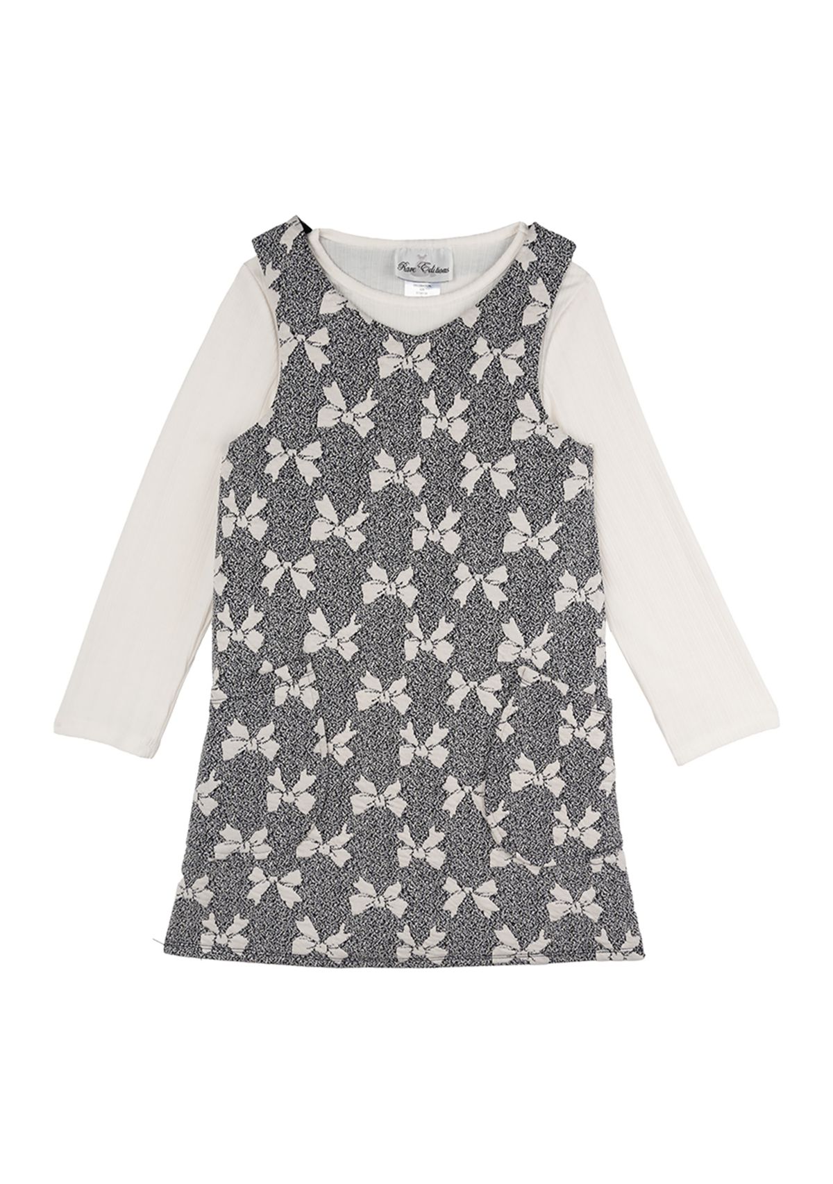 Toddler Girls Bow Printed Jumper Dress Set