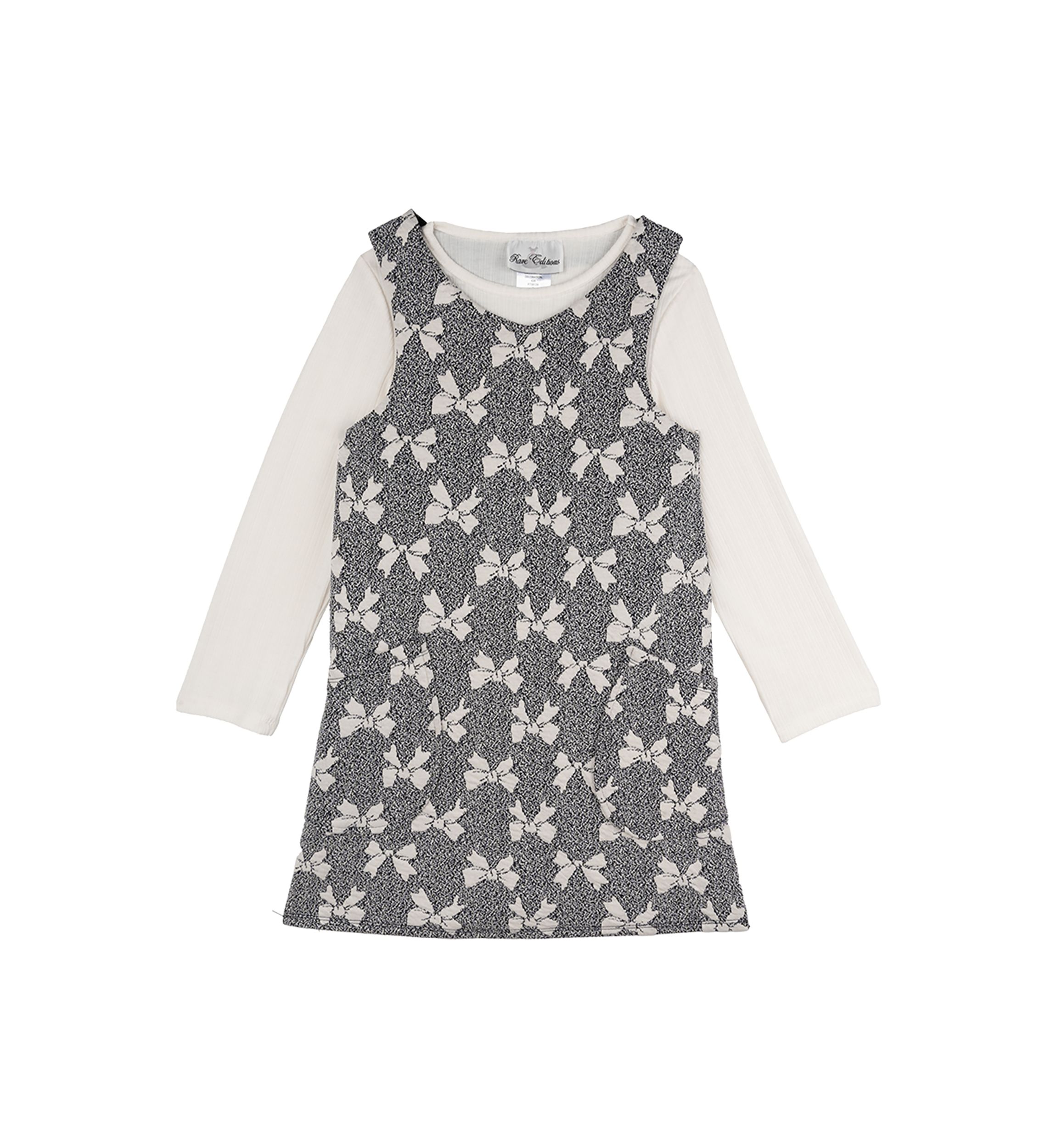 Toddler Girls Bow Printed Jumper Dress Set