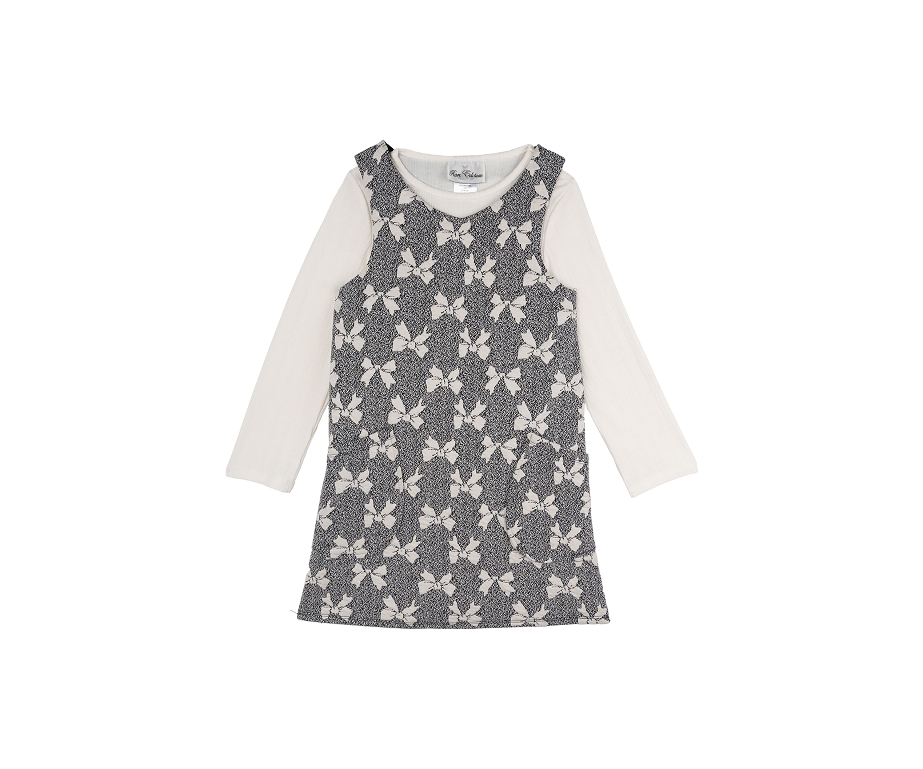 Toddler Girls Bow Printed Jumper Dress Set