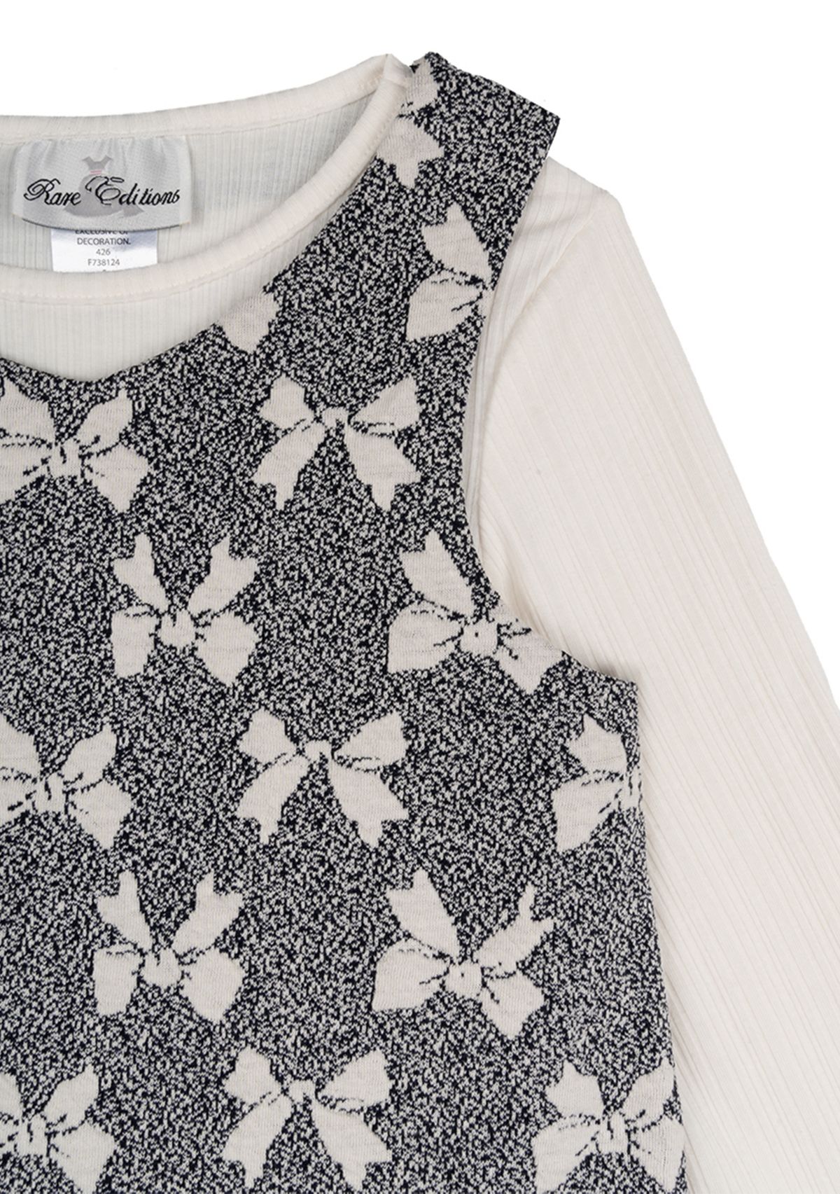 Toddler Girls Bow Printed Jumper Dress Set