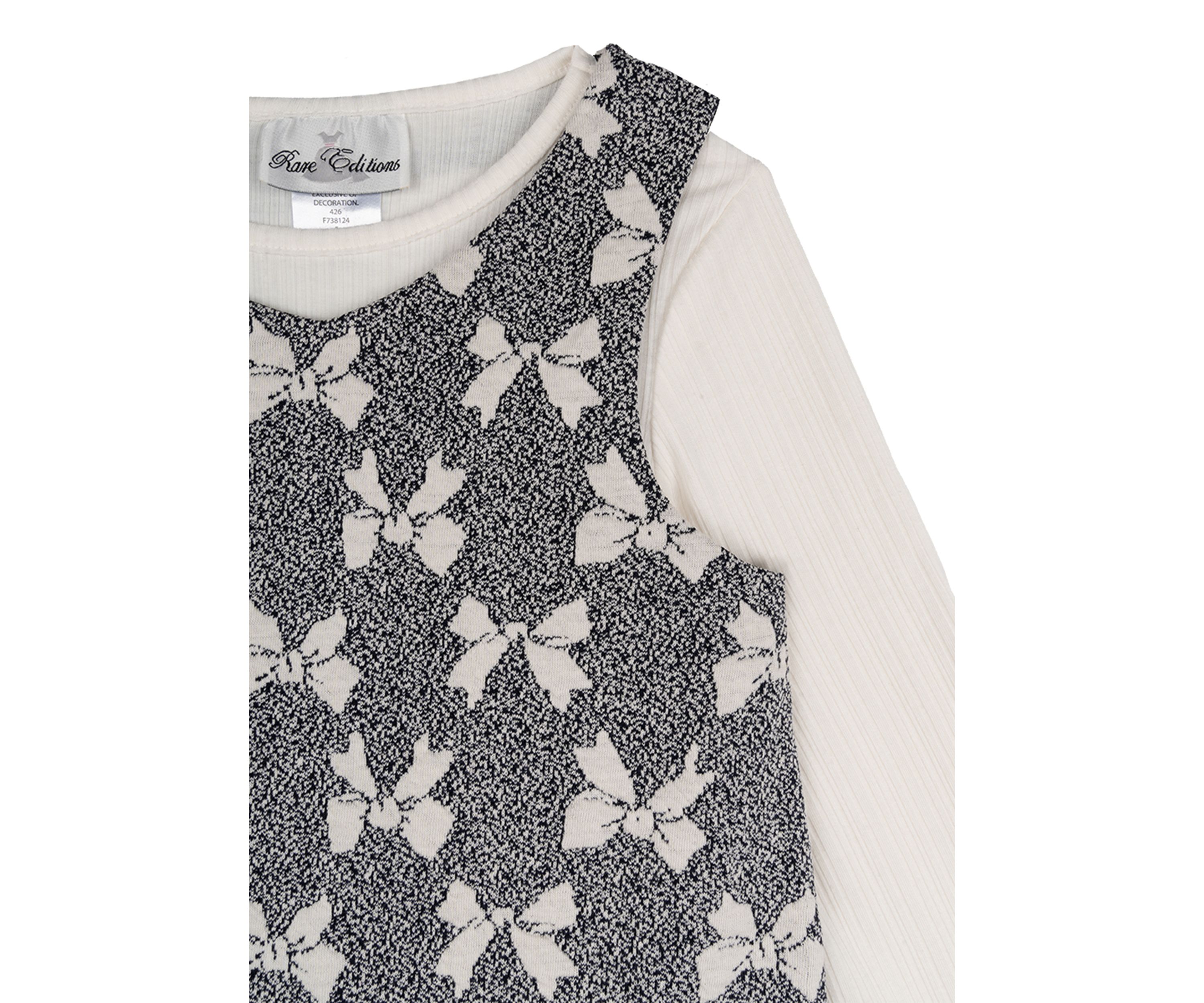 Toddler Girls Bow Printed Jumper Dress Set