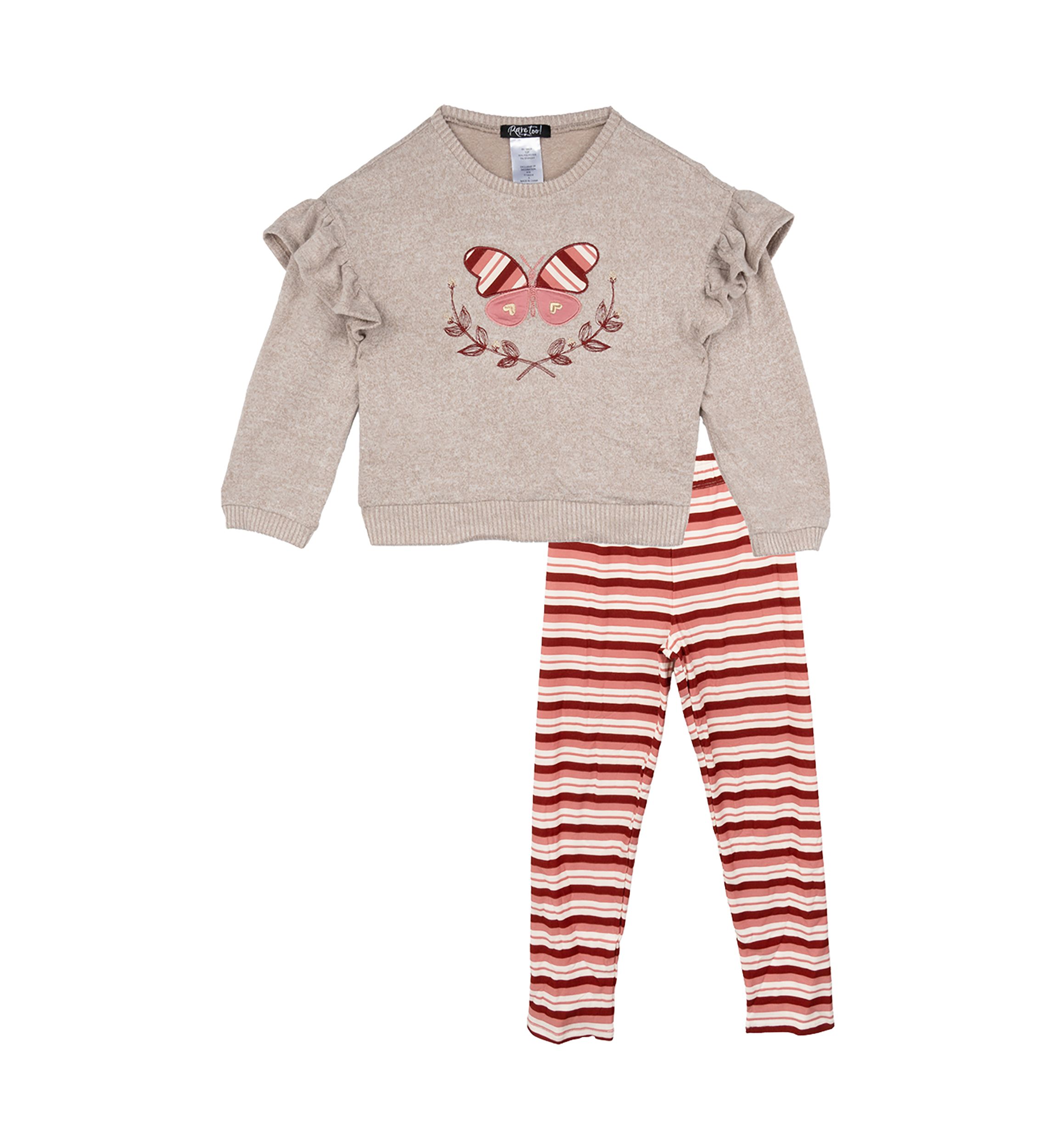 Toddler Girls Butterfly Sweater and Printed Leggings Set