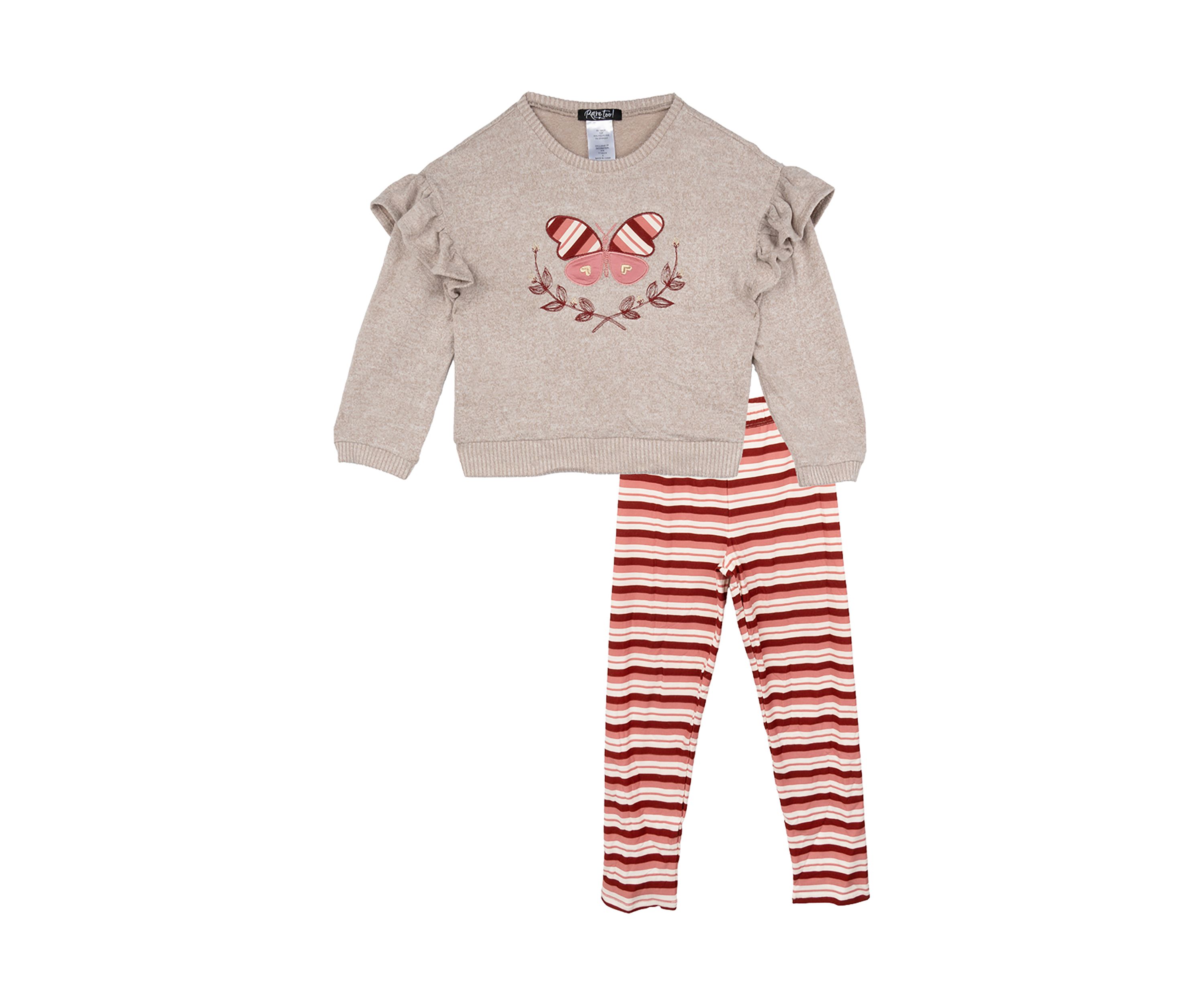 Toddler Girls Butterfly Sweater and Printed Leggings Set