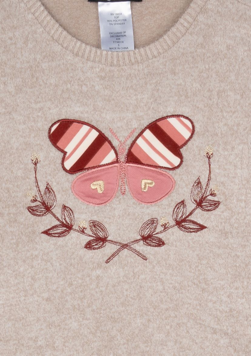 Toddler Girls Butterfly Sweater and Printed Leggings Set