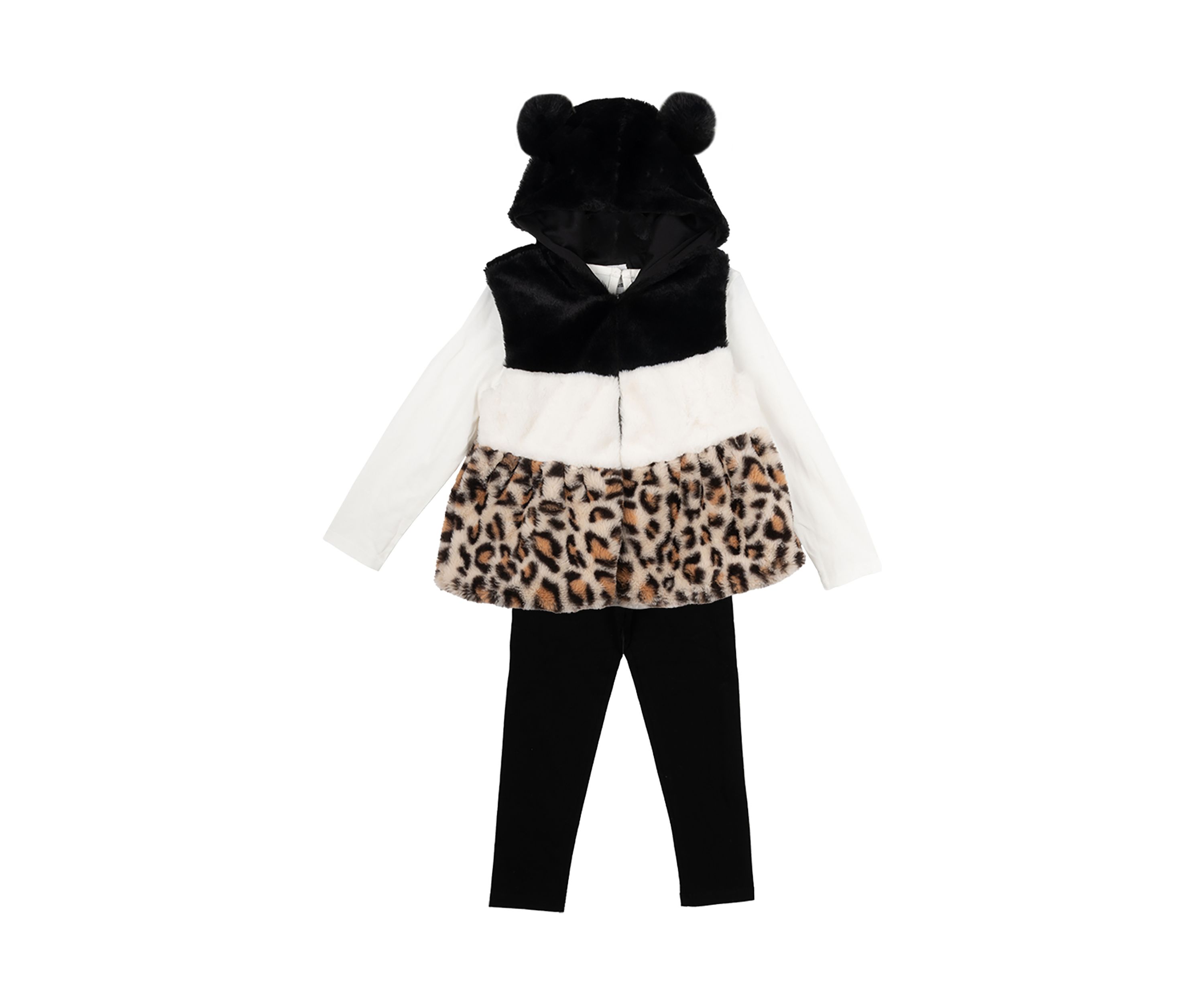 Toddler Girls 3 Piece Fur Vest Set
