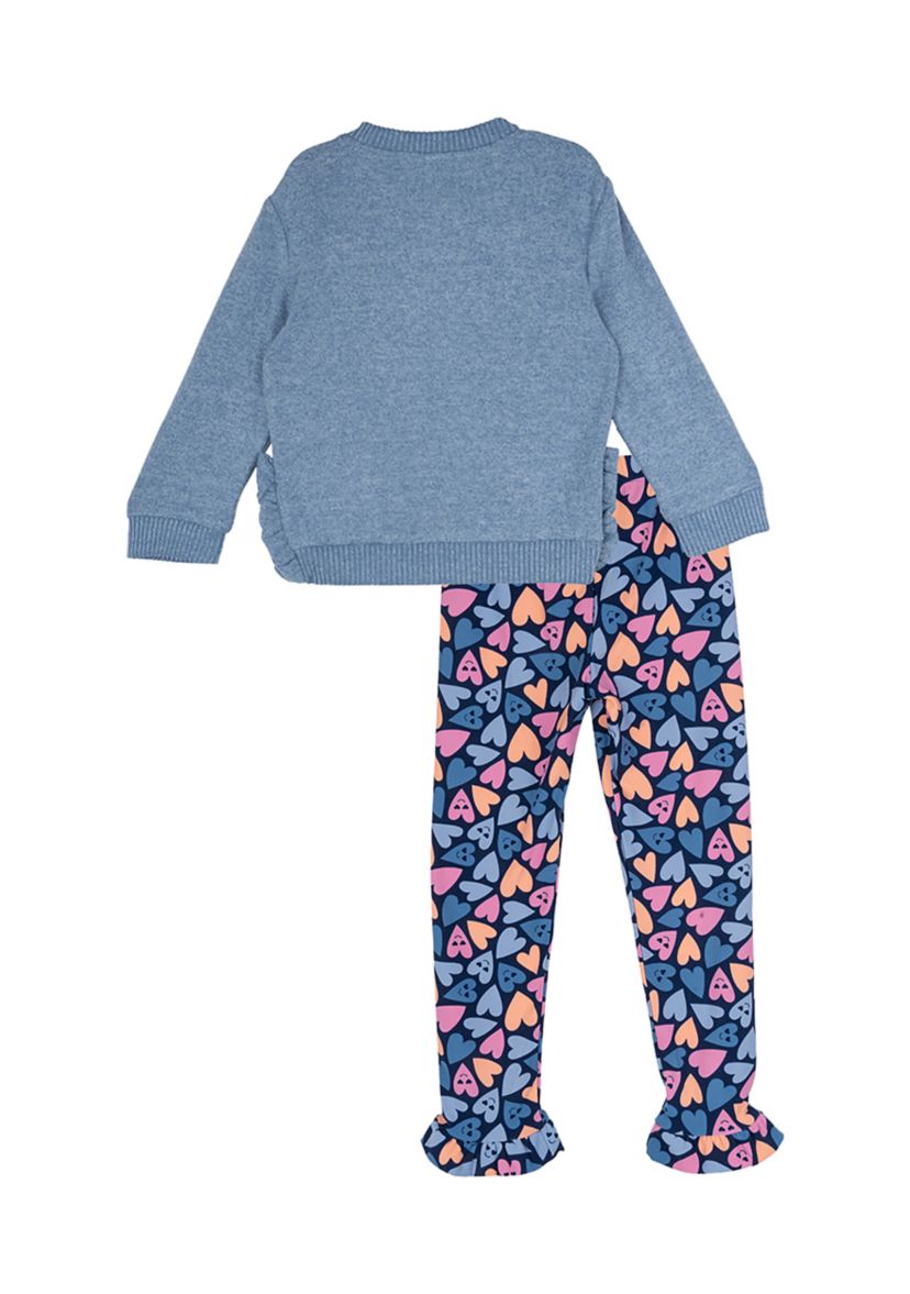 Toddler Girls Smiley Face Graphic Sweatshirt and Printed Leggings Set
