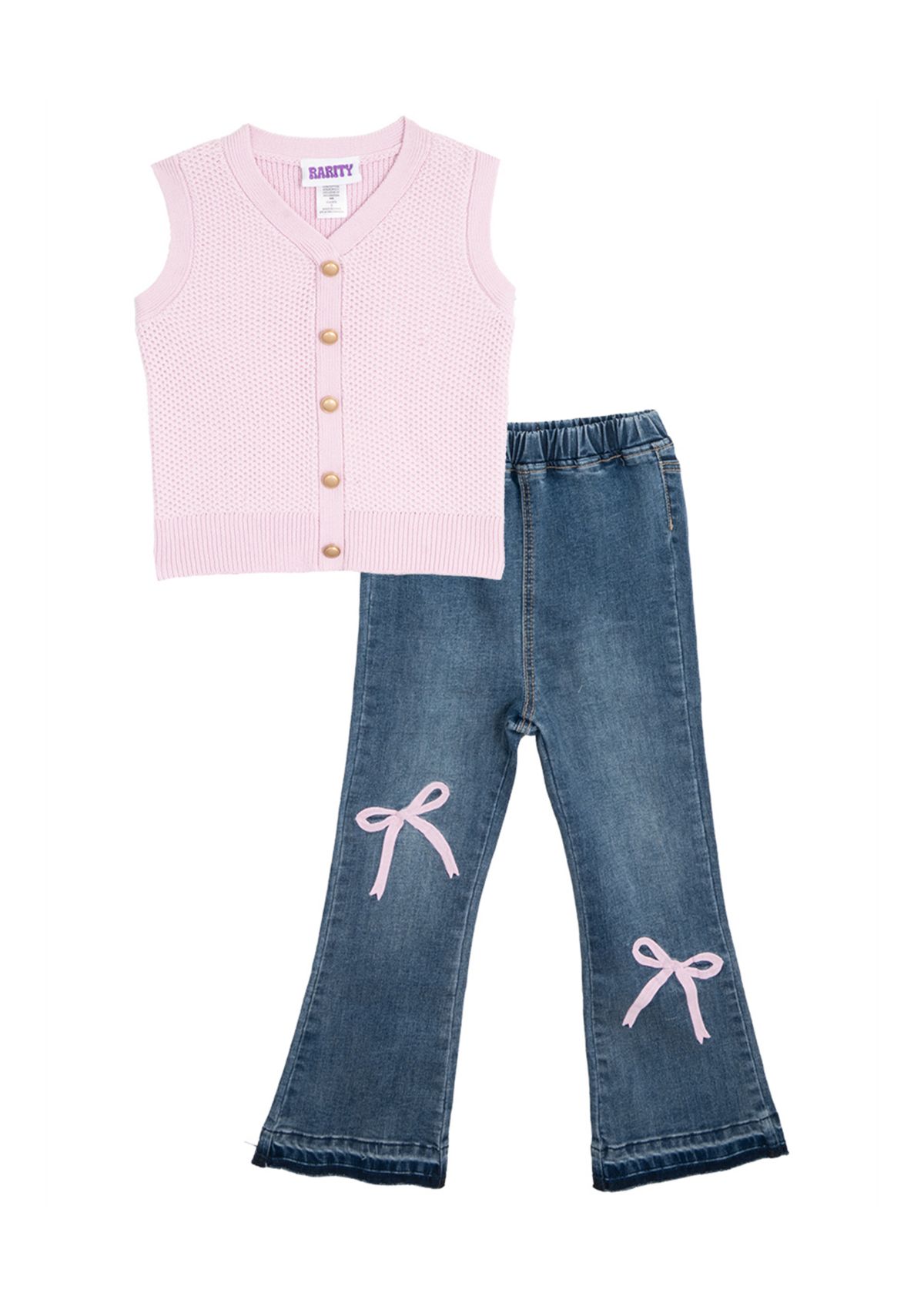 Toddler Girls 2 Piece Bow Denim Set