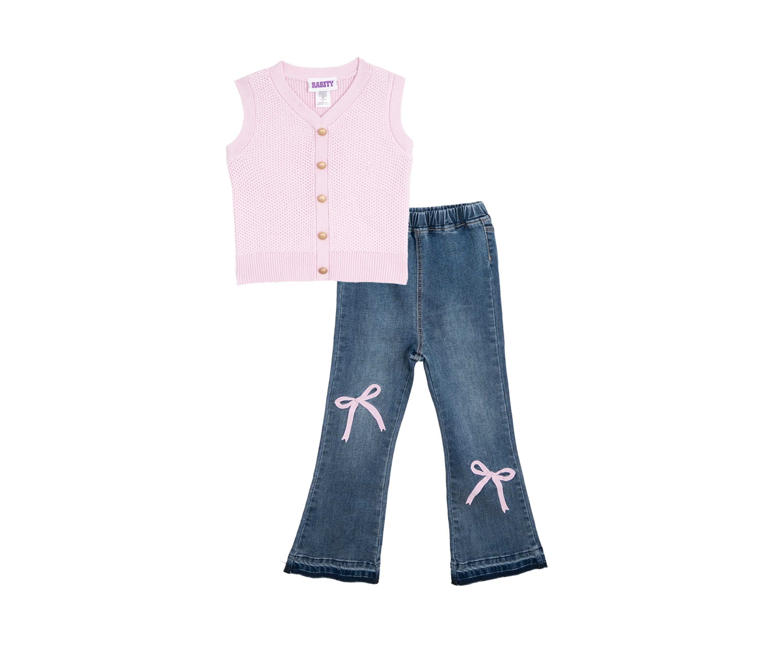 Toddler Girls 2 Piece Bow Denim Set