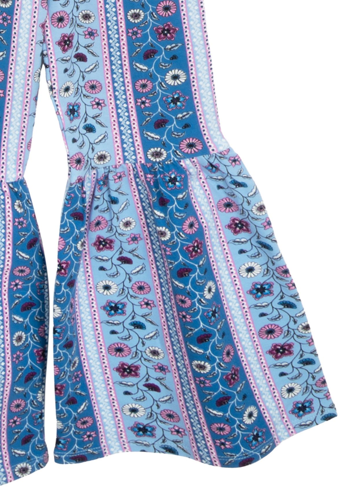 Toddler Girls Bohemian Top and Printed Pants Set with Scrunchie