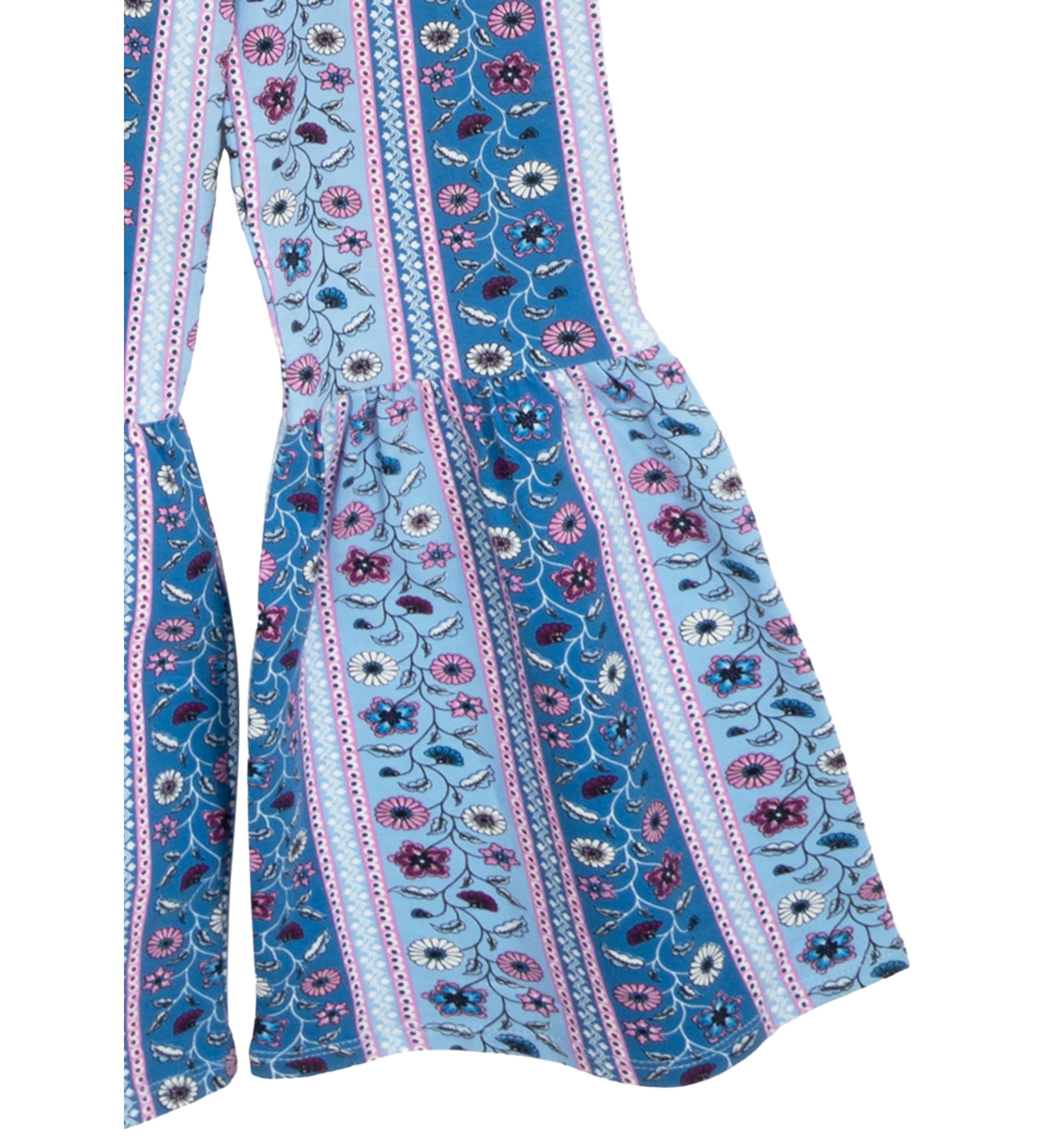 Toddler Girls Bohemian Top and Printed Pants Set with Scrunchie