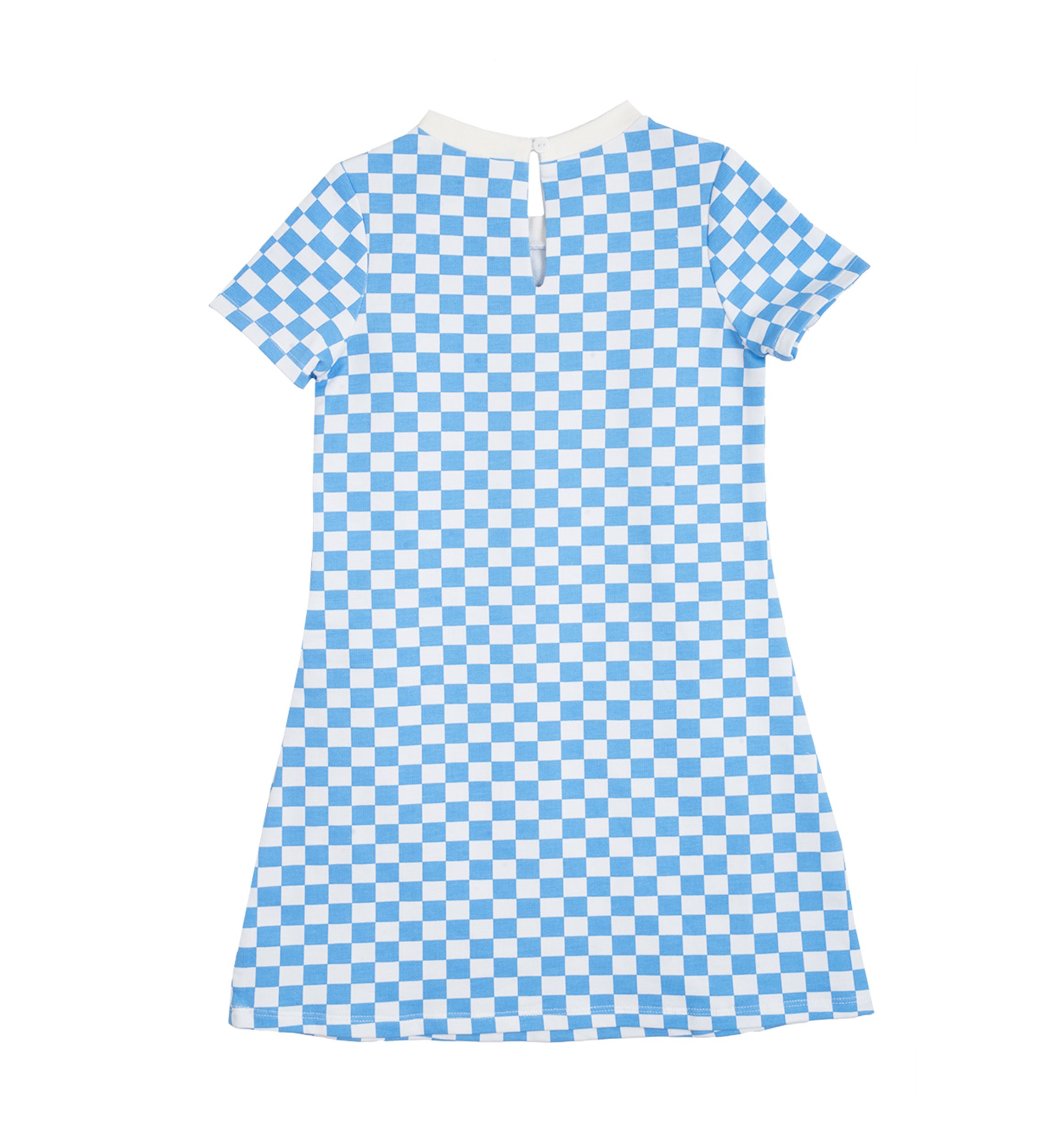 Toddler Girls Short Sleeve Checkerboard Dress with Patches