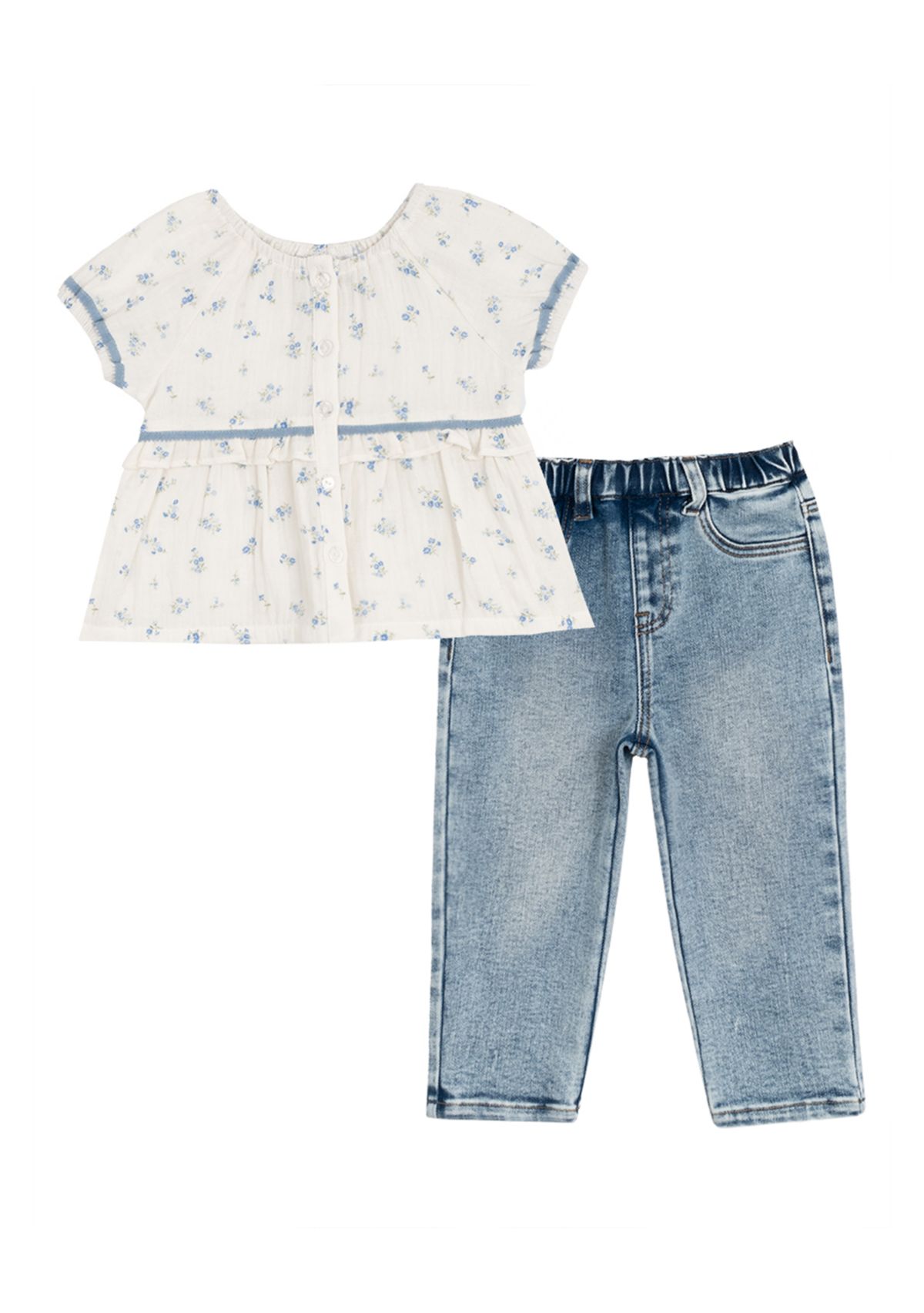 Toddler Girls Printed Woven Top and Pants Set