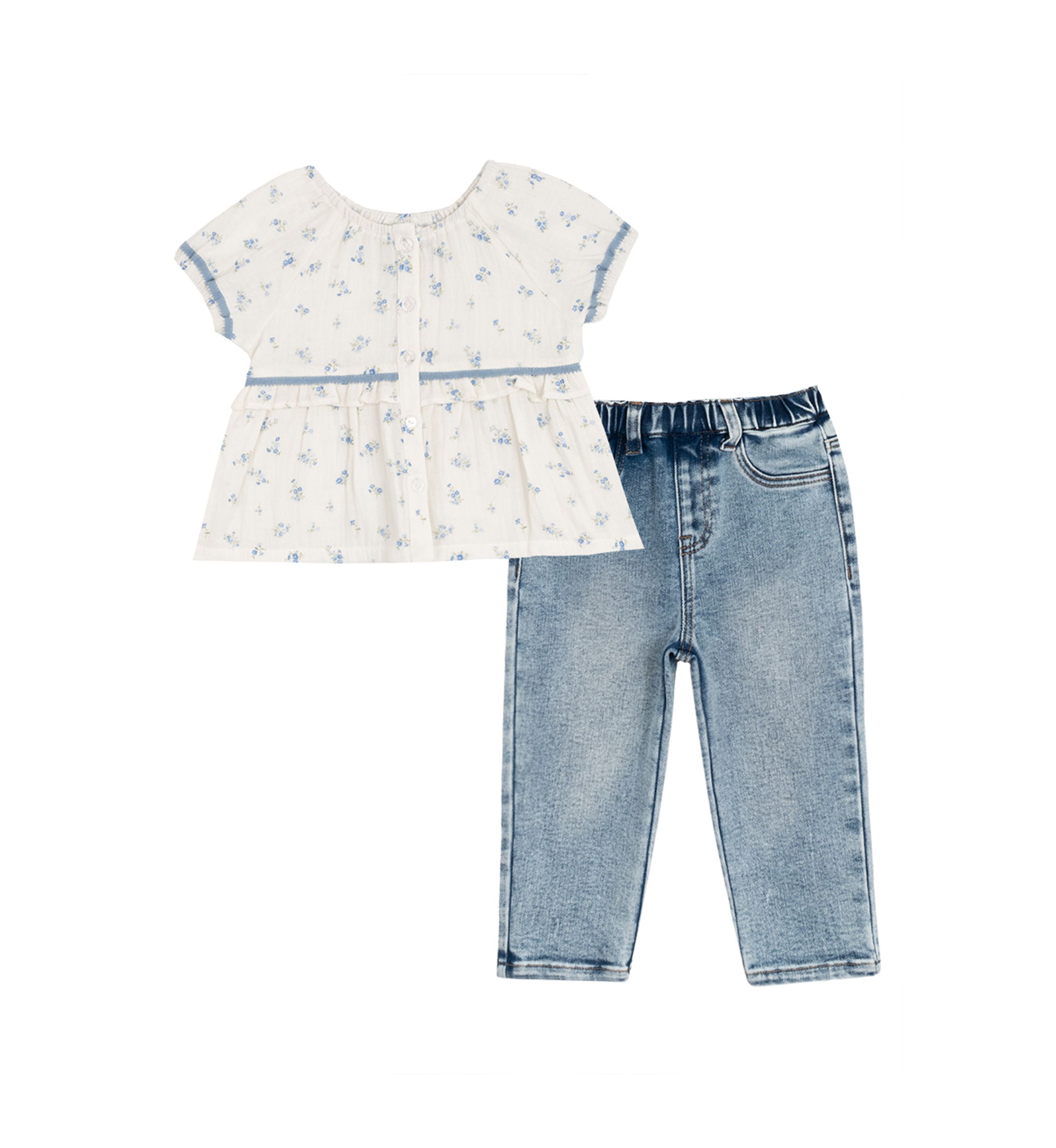 Toddler Girls Printed Woven Top and Pants Set