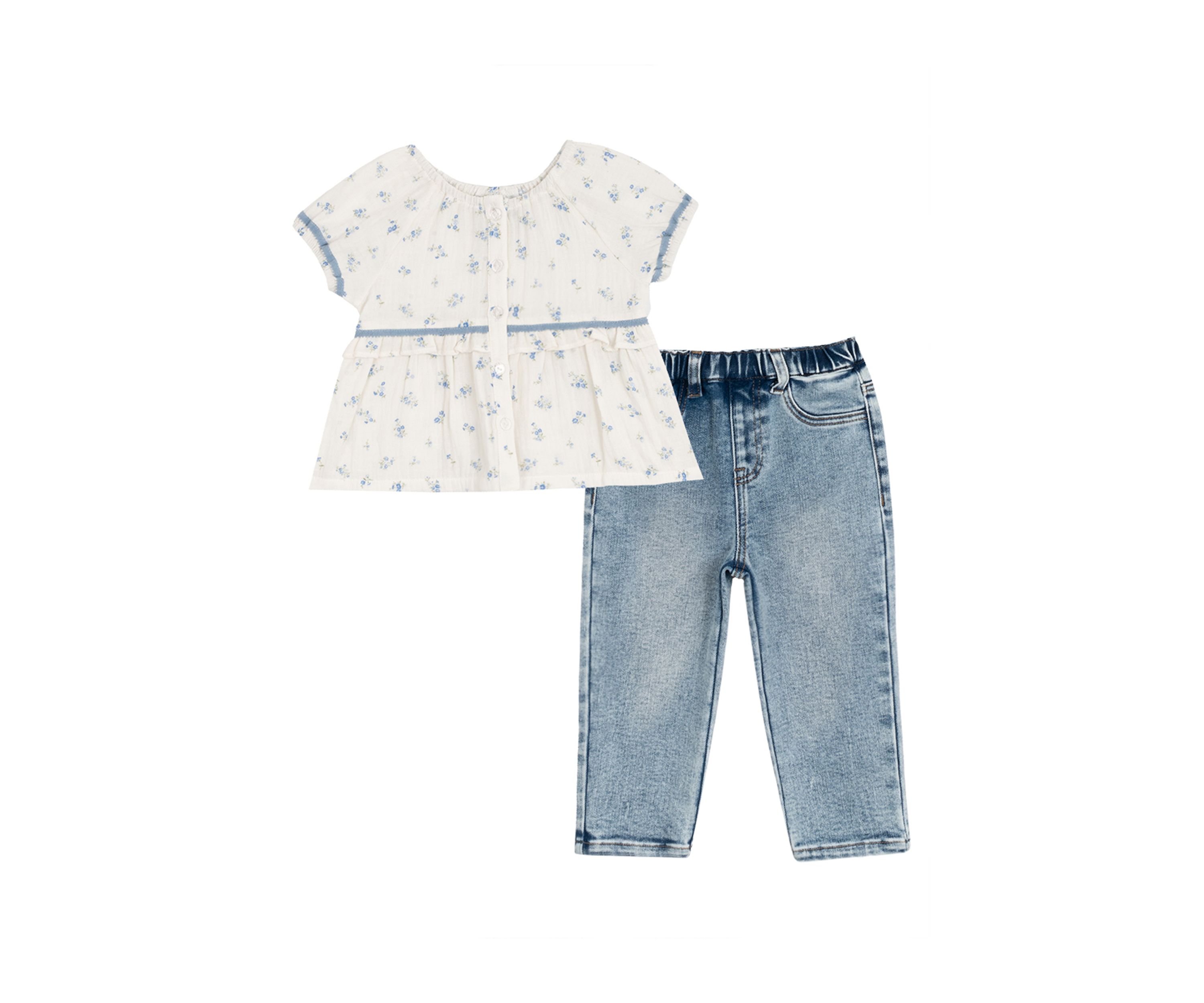Toddler Girls Printed Woven Top and Pants Set