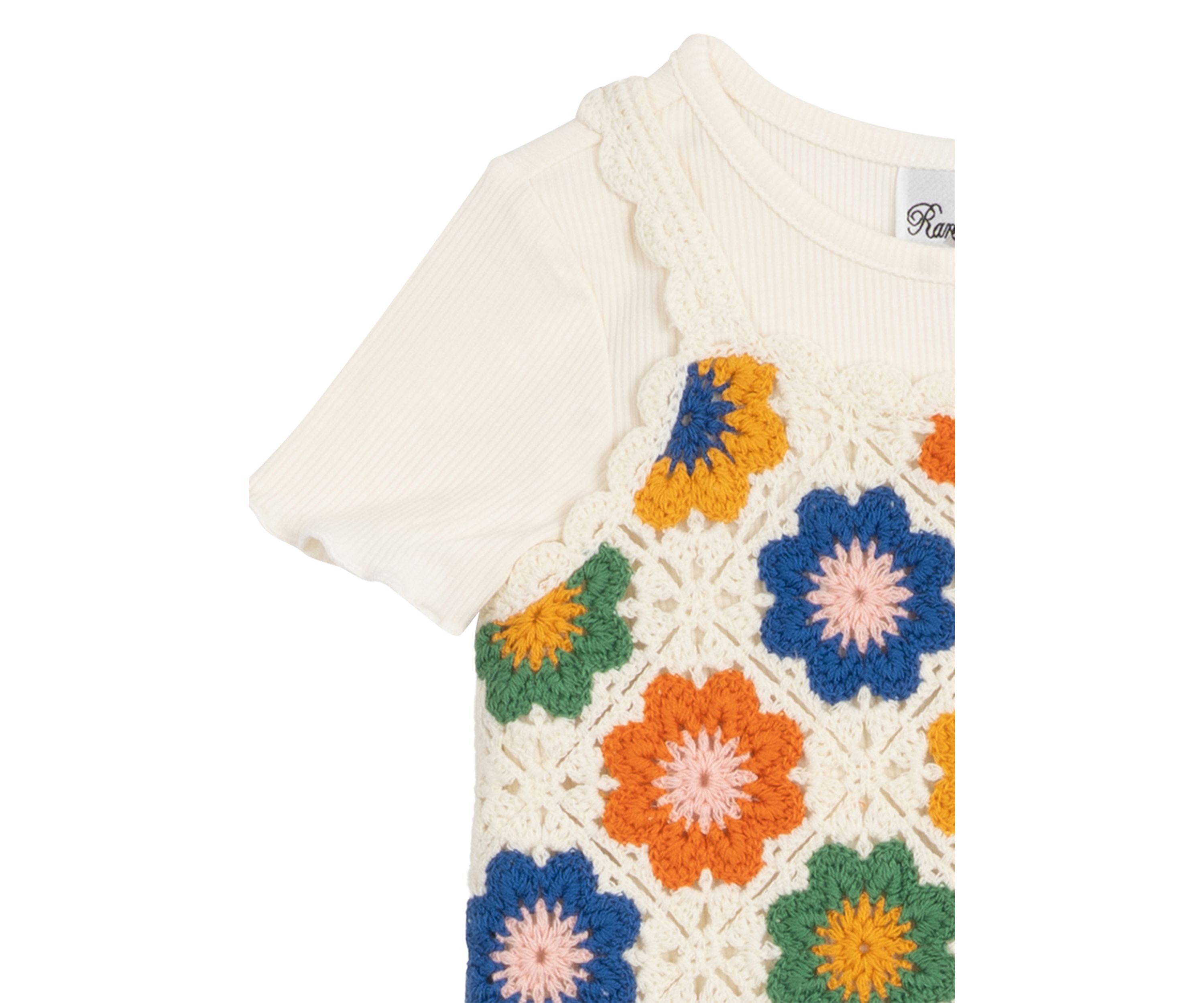 Toddler Girls Crochet Knit Top and Flared Pants Set