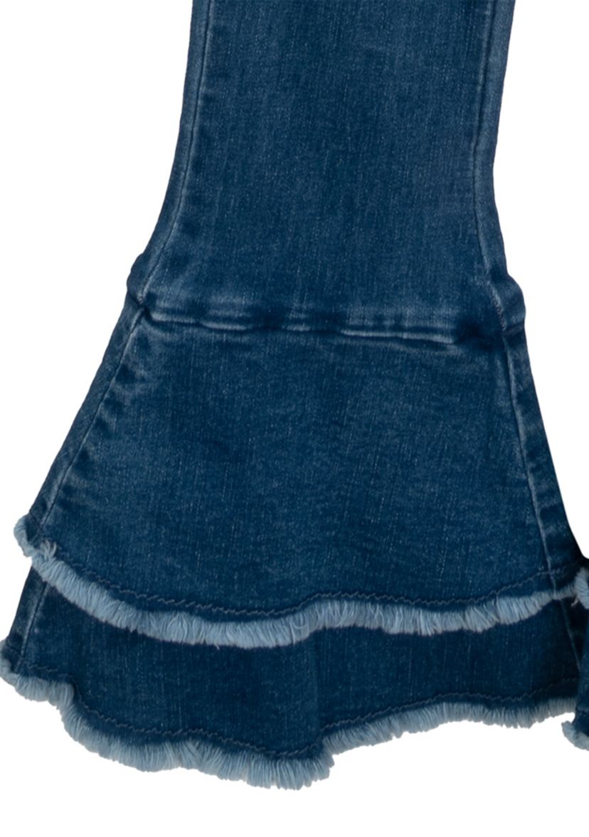 Toddler Girls Crochet Knit Top and Flared Pants Set