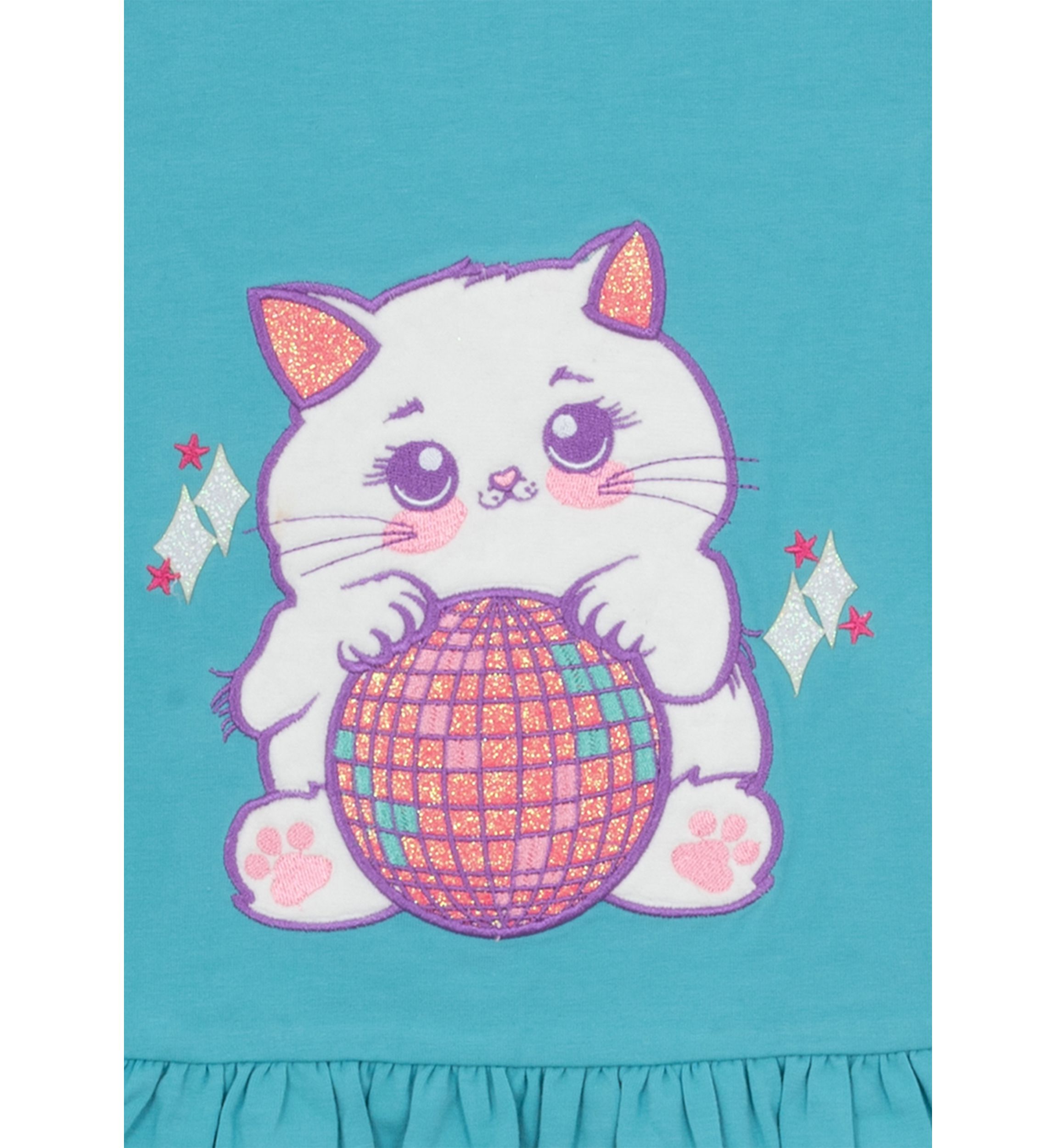 Toddler Girls 2 Piece Cat Appliqué Set