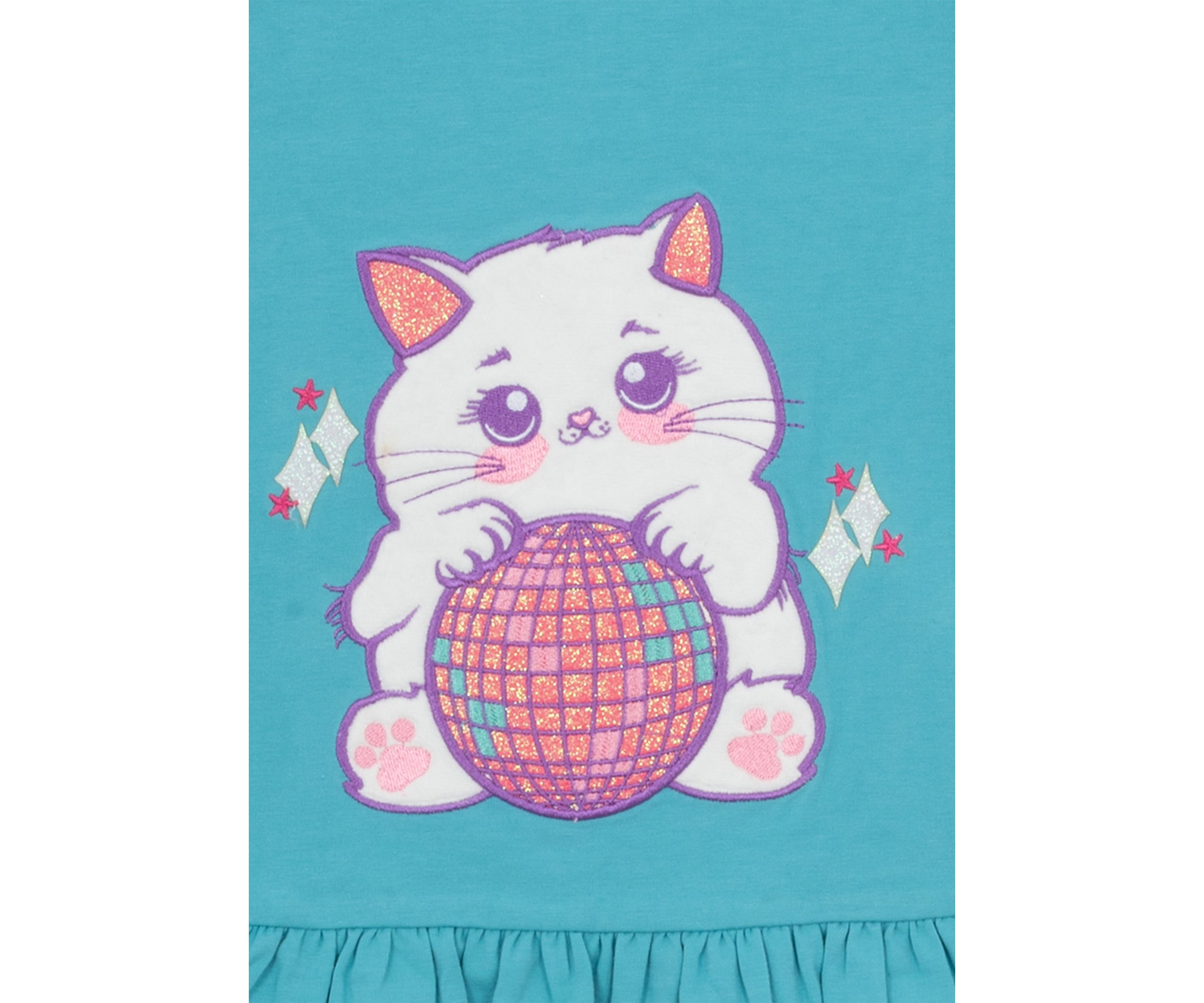 Toddler Girls 2 Piece Cat Appliqué Set