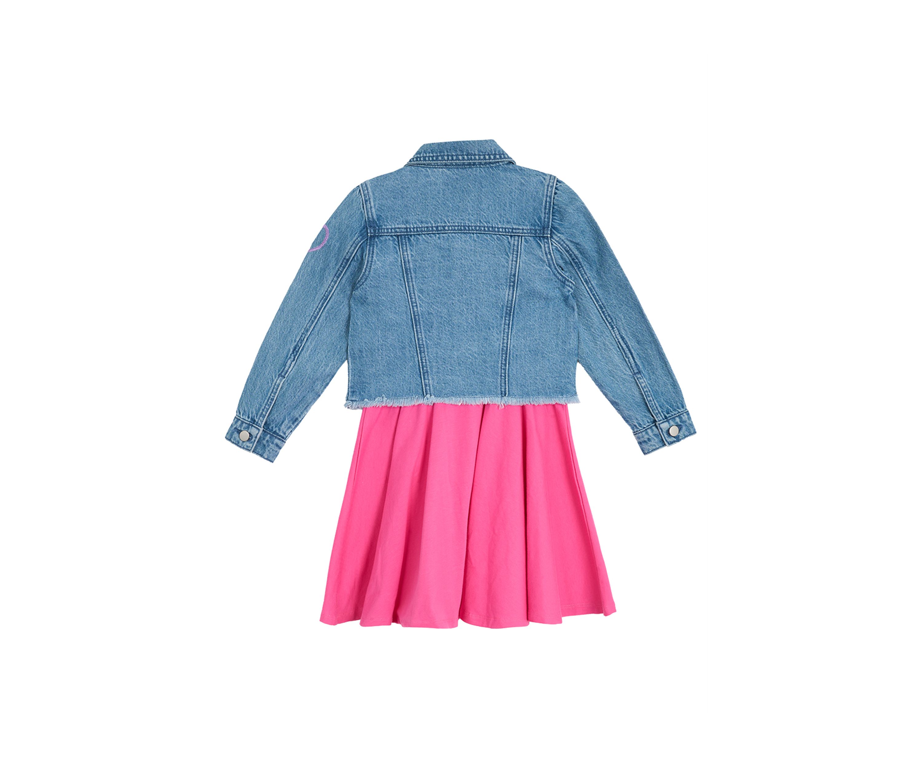 Toddler Girls Denim Jacket with Glitter Hearts Set
