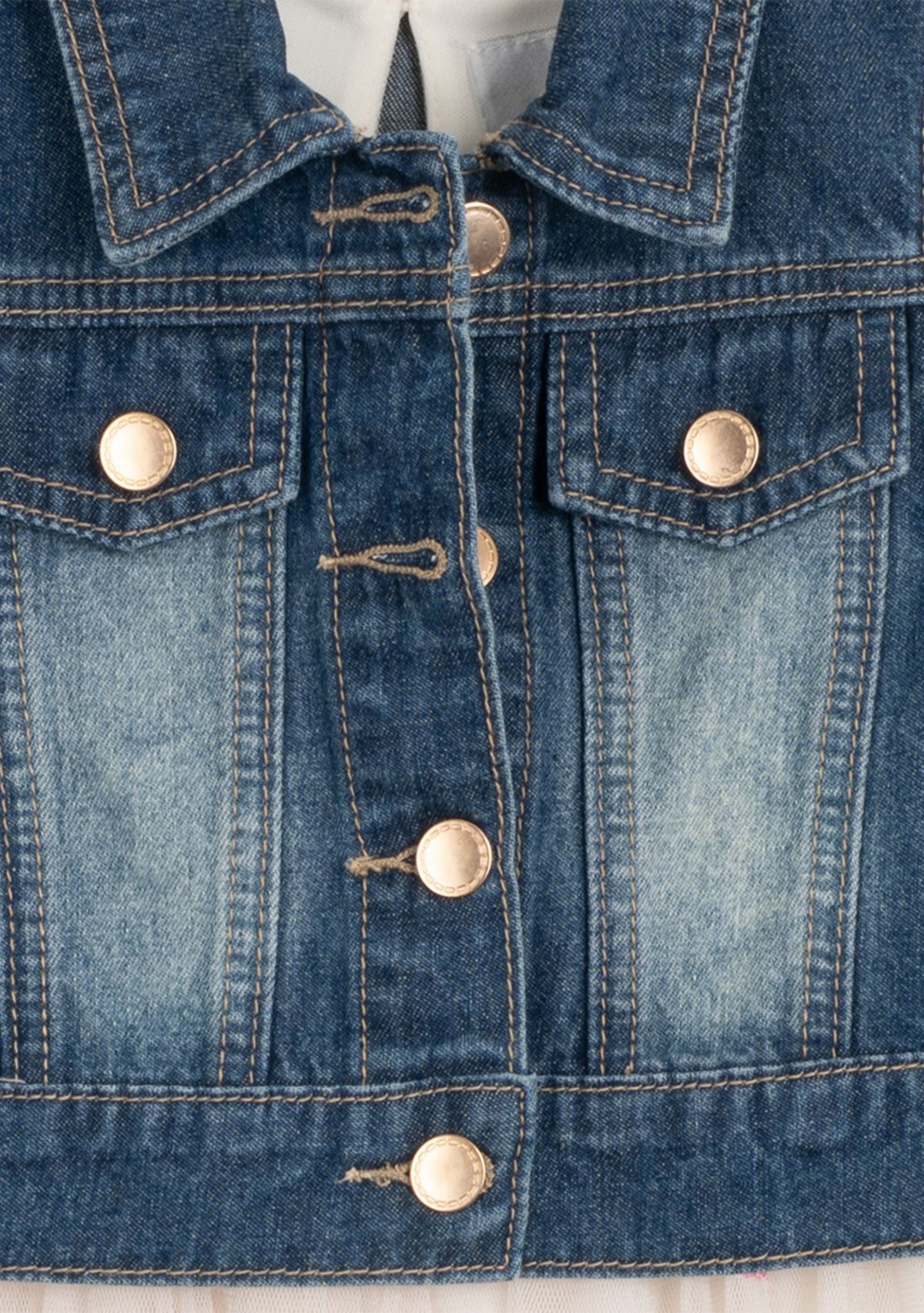 Toddler Girls Floral Printed Dress and Denim Vest Set