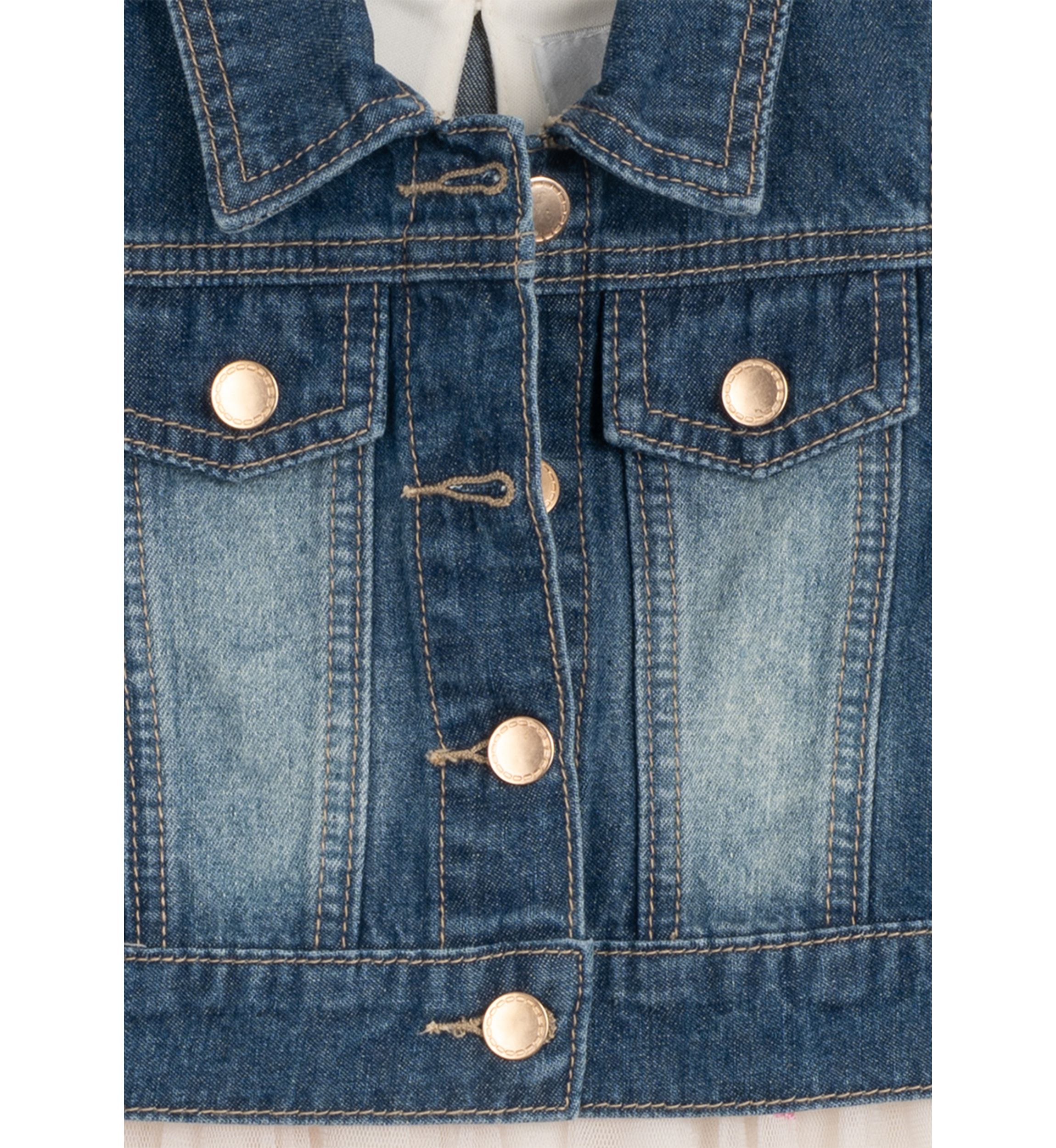 Toddler Girls Floral Printed Dress and Denim Vest Set