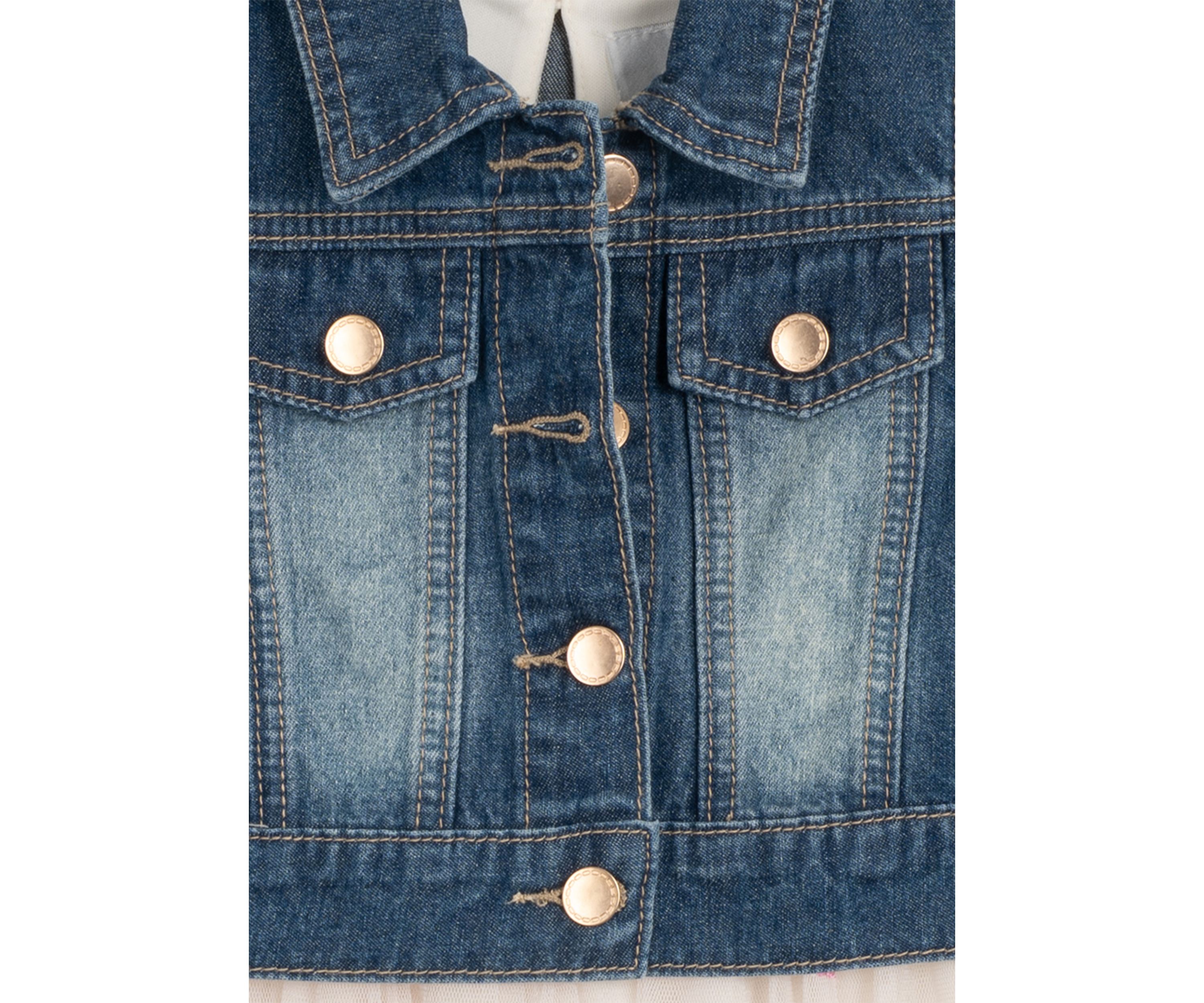 Toddler Girls Floral Printed Dress and Denim Vest Set