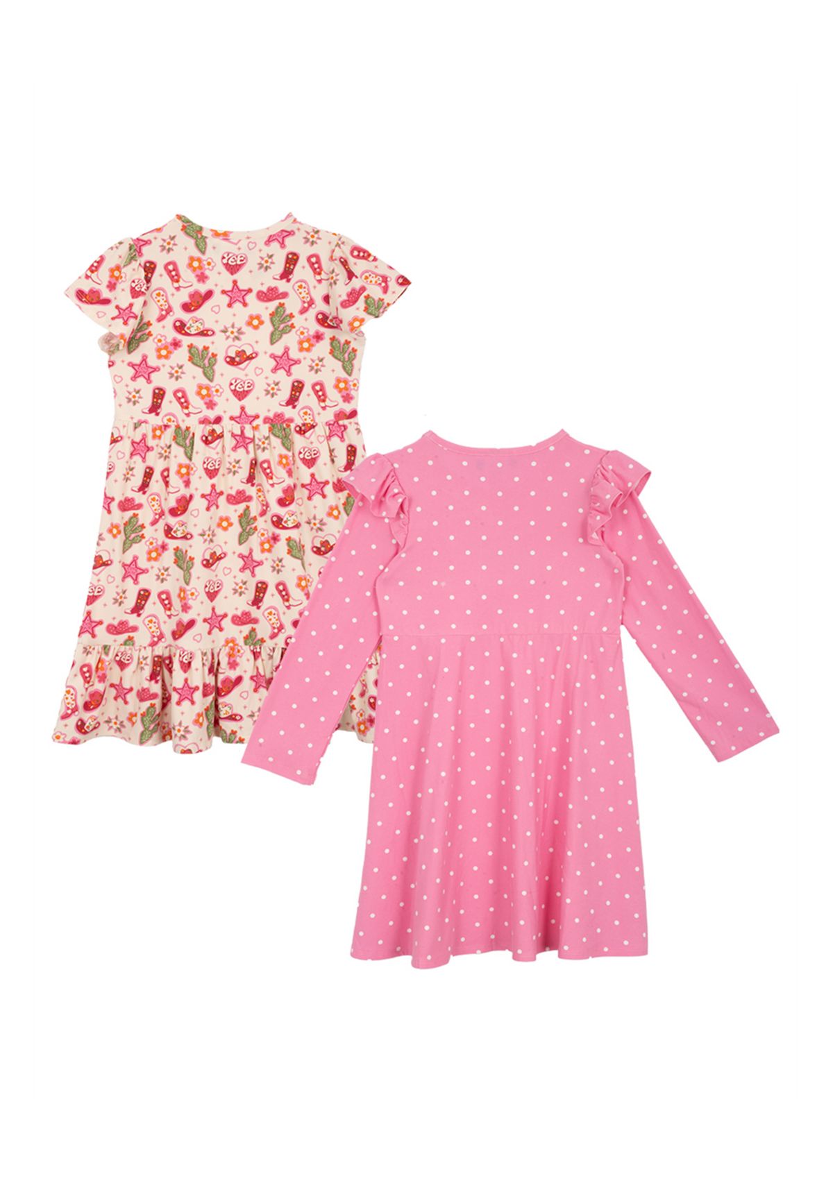 Toddler Girls Cowboy Themed Dress Set with Hair Ties