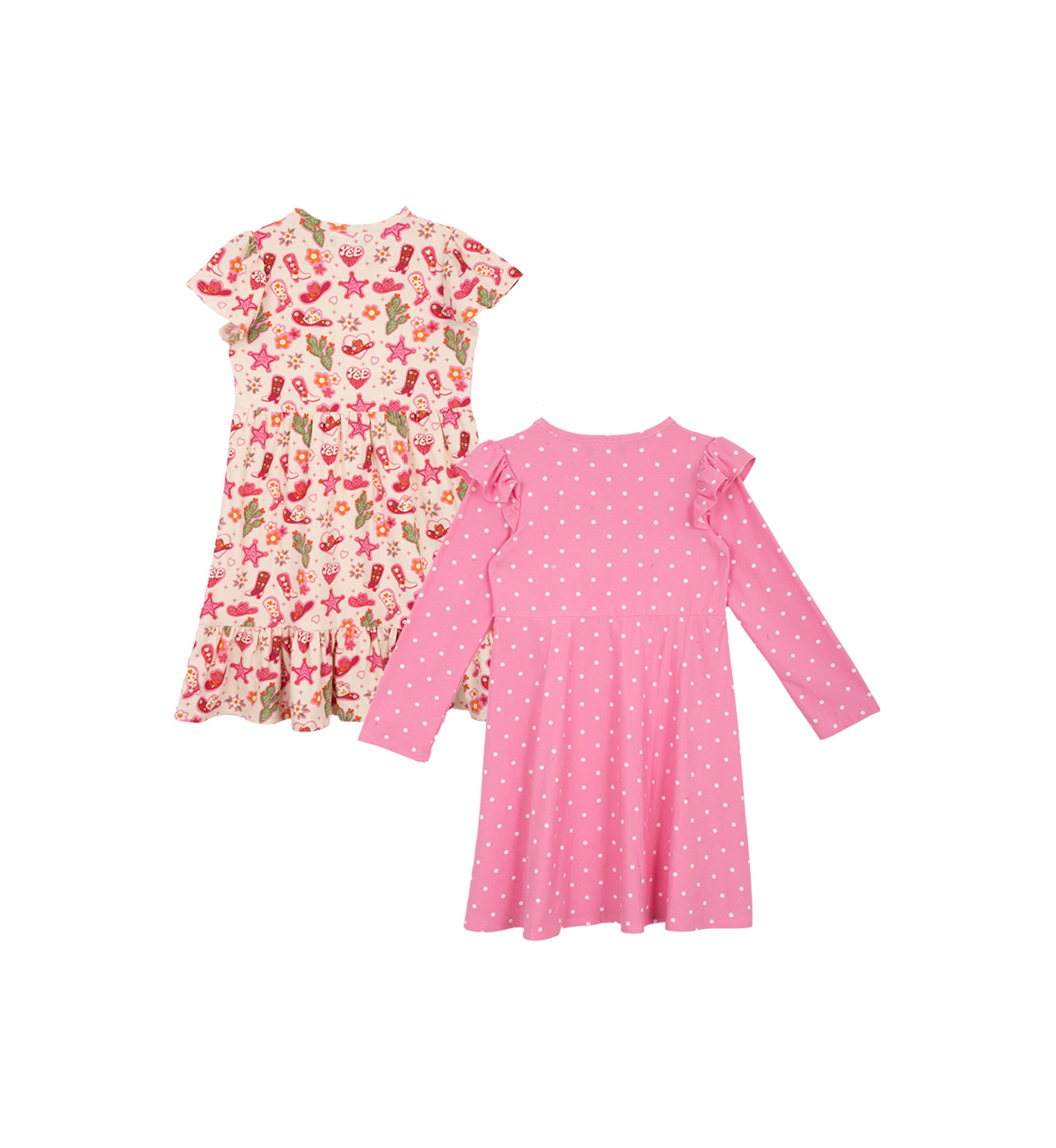 Toddler Girls Cowboy Themed Dress Set with Hair Ties