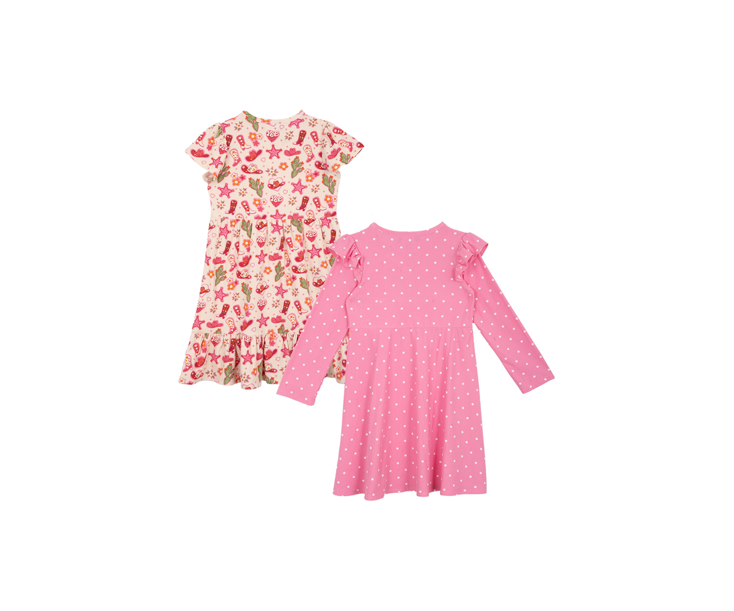 Toddler Girls Cowboy Themed Dress Set with Hair Ties