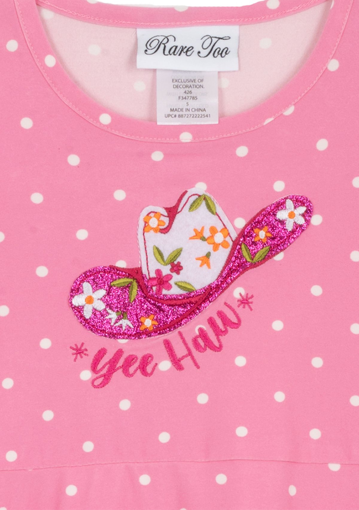 Toddler Girls Cowboy Themed Dress Set with Hair Ties