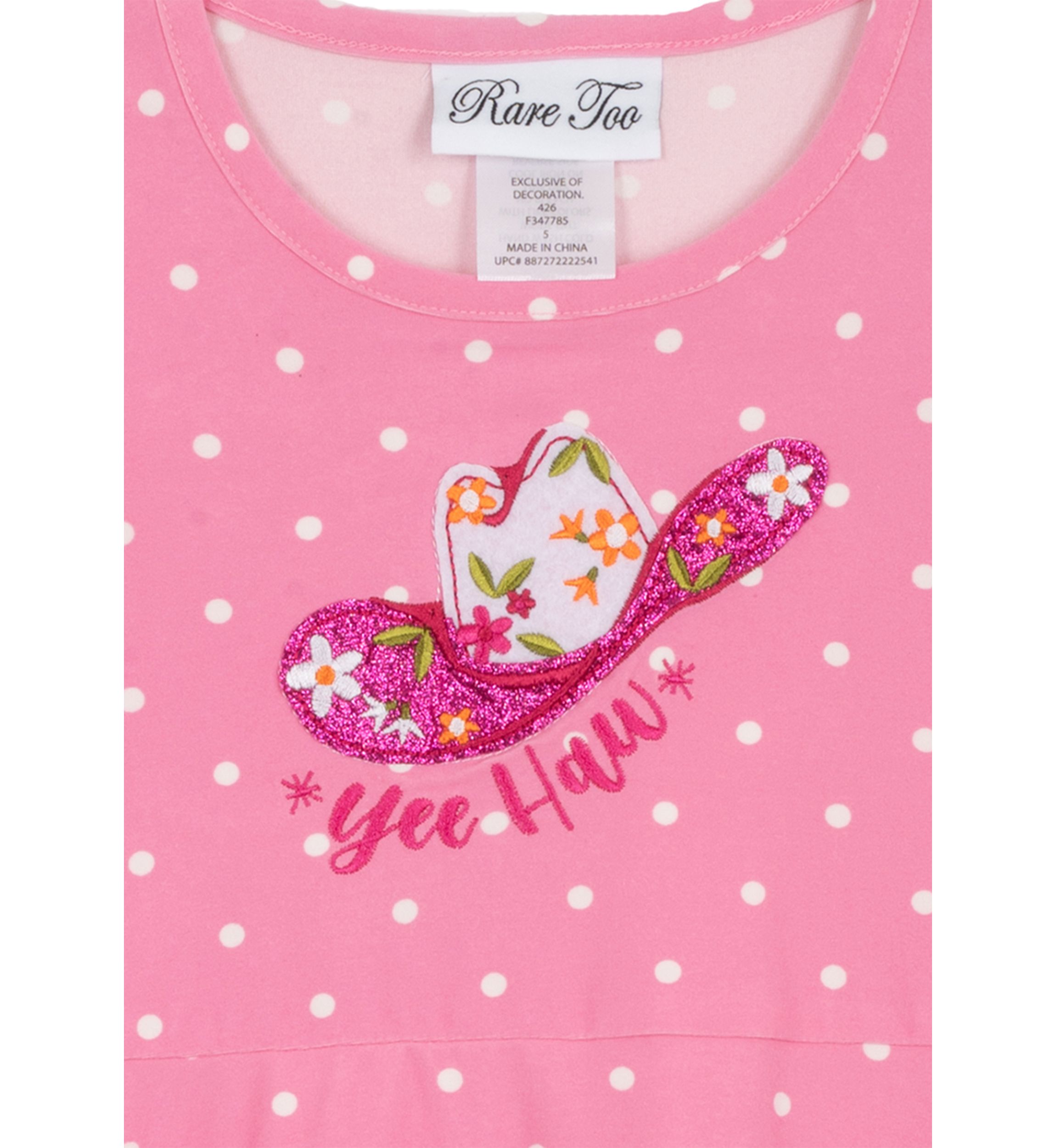 Toddler Girls Cowboy Themed Dress Set with Hair Ties