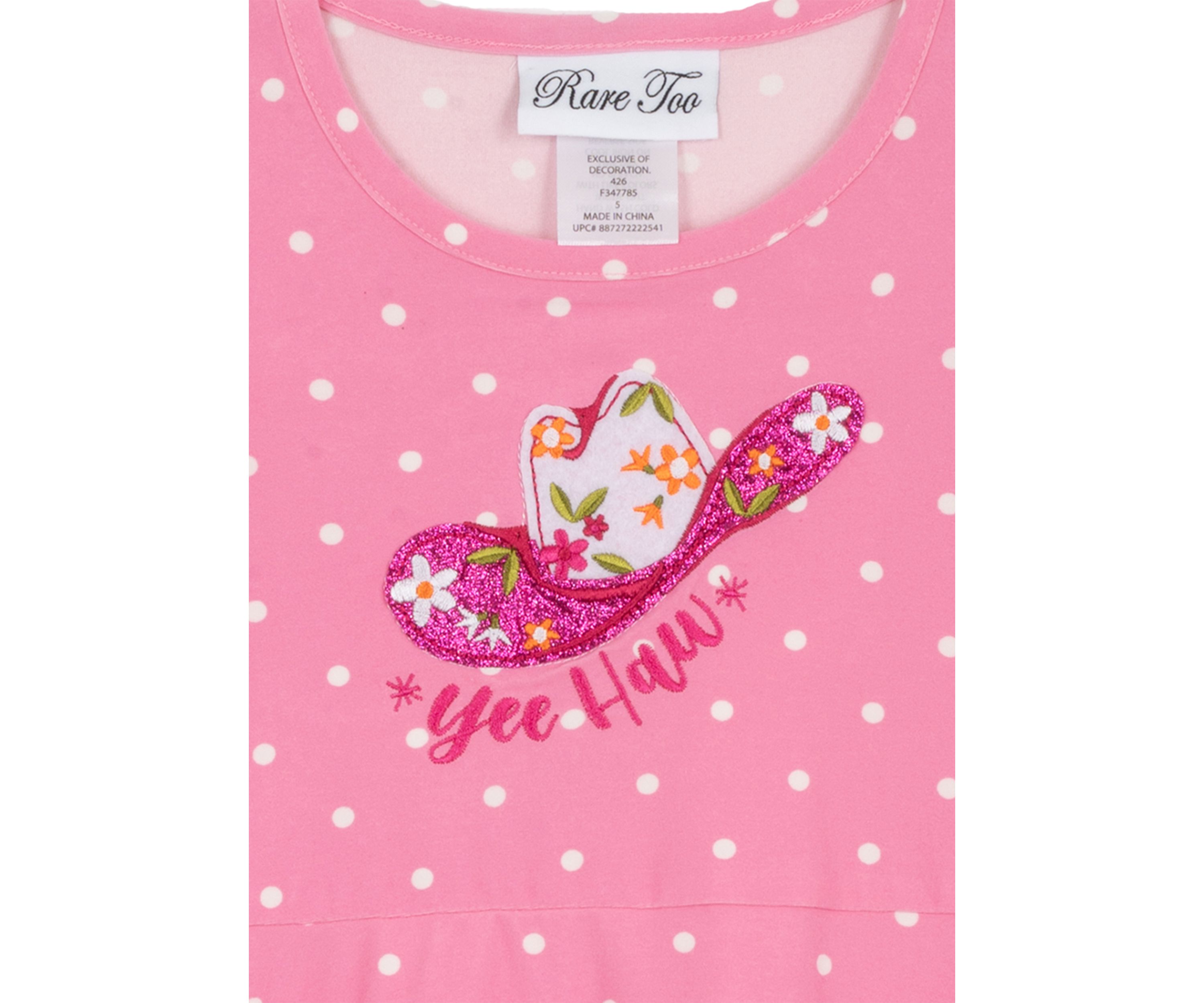 Toddler Girls Cowboy Themed Dress Set with Hair Ties
