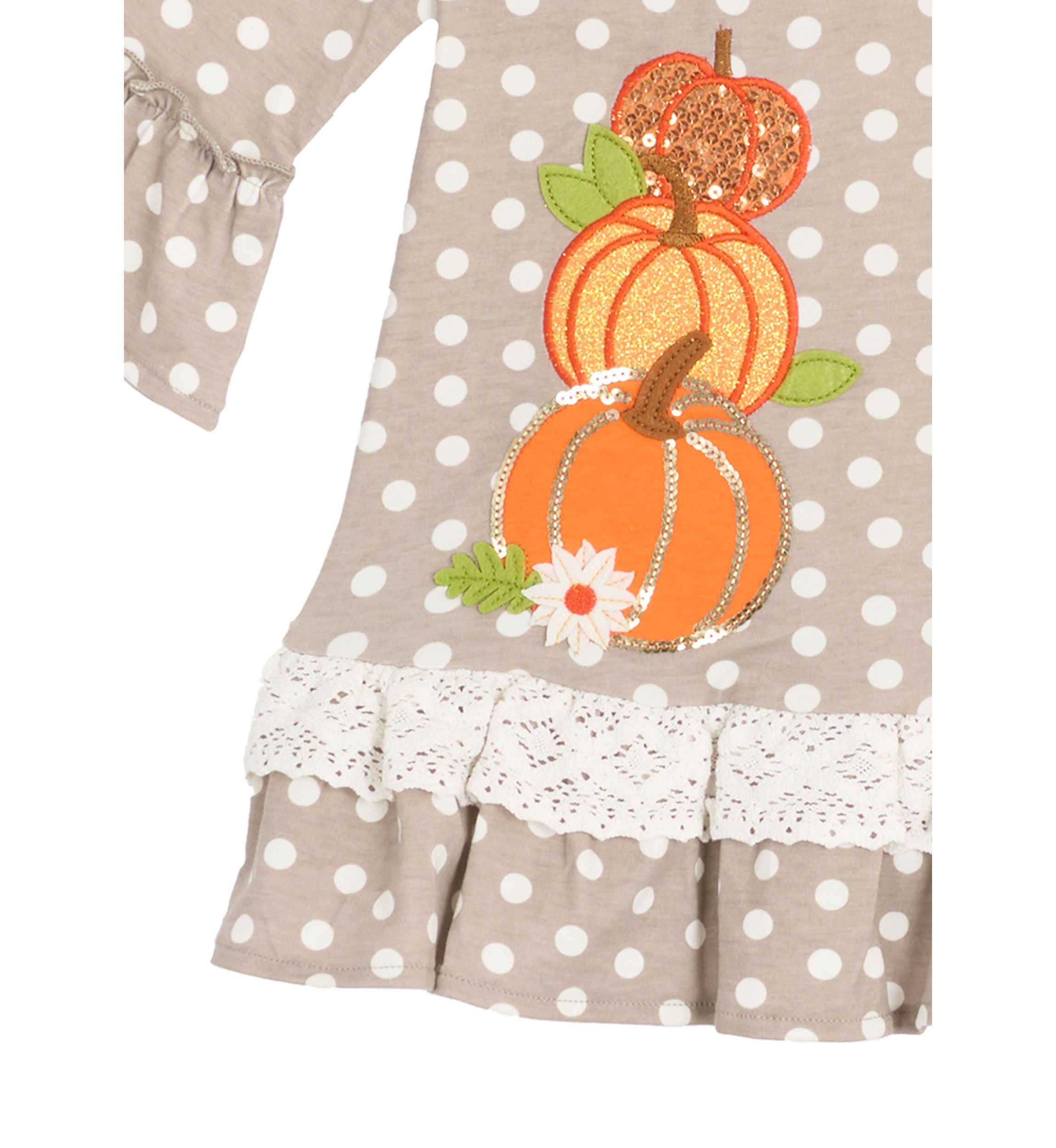 Toddler Girls Polka Dot Pumpkin Appliqué Top and Leggings Set