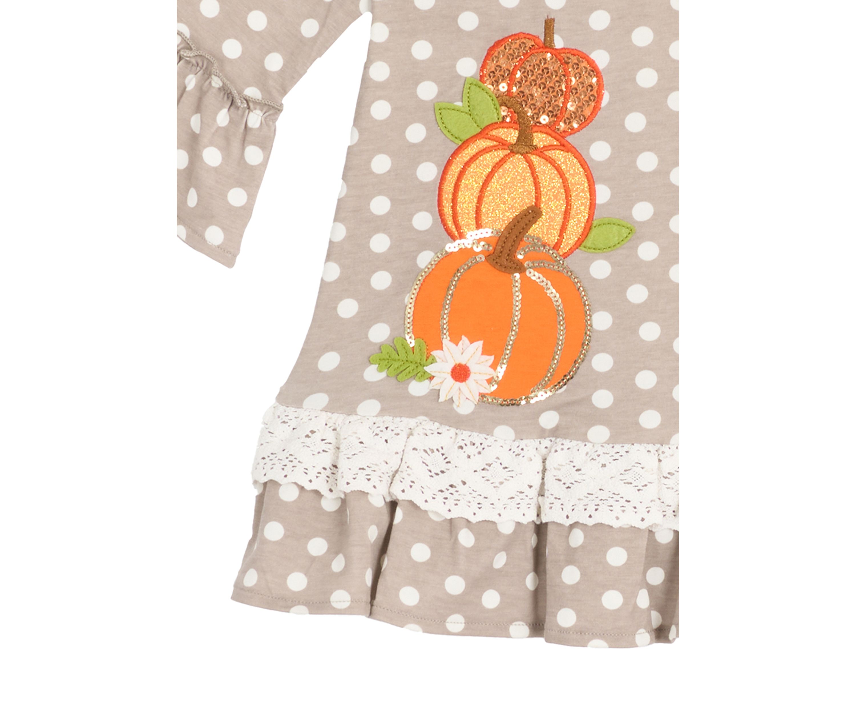 Toddler Girls Polka Dot Pumpkin Appliqué Top and Leggings Set