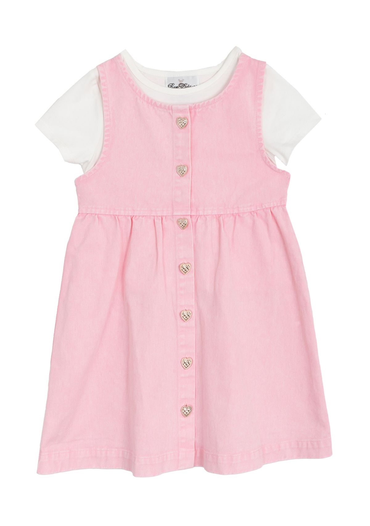 Toddler Girls Acid Wash Denim Dress with Button Closure